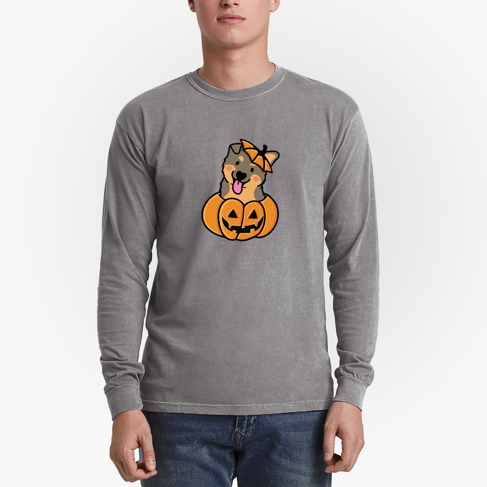 Pumpkin Pup - German Shepherd - Heavyweight 100% Cotton Long Sleeve