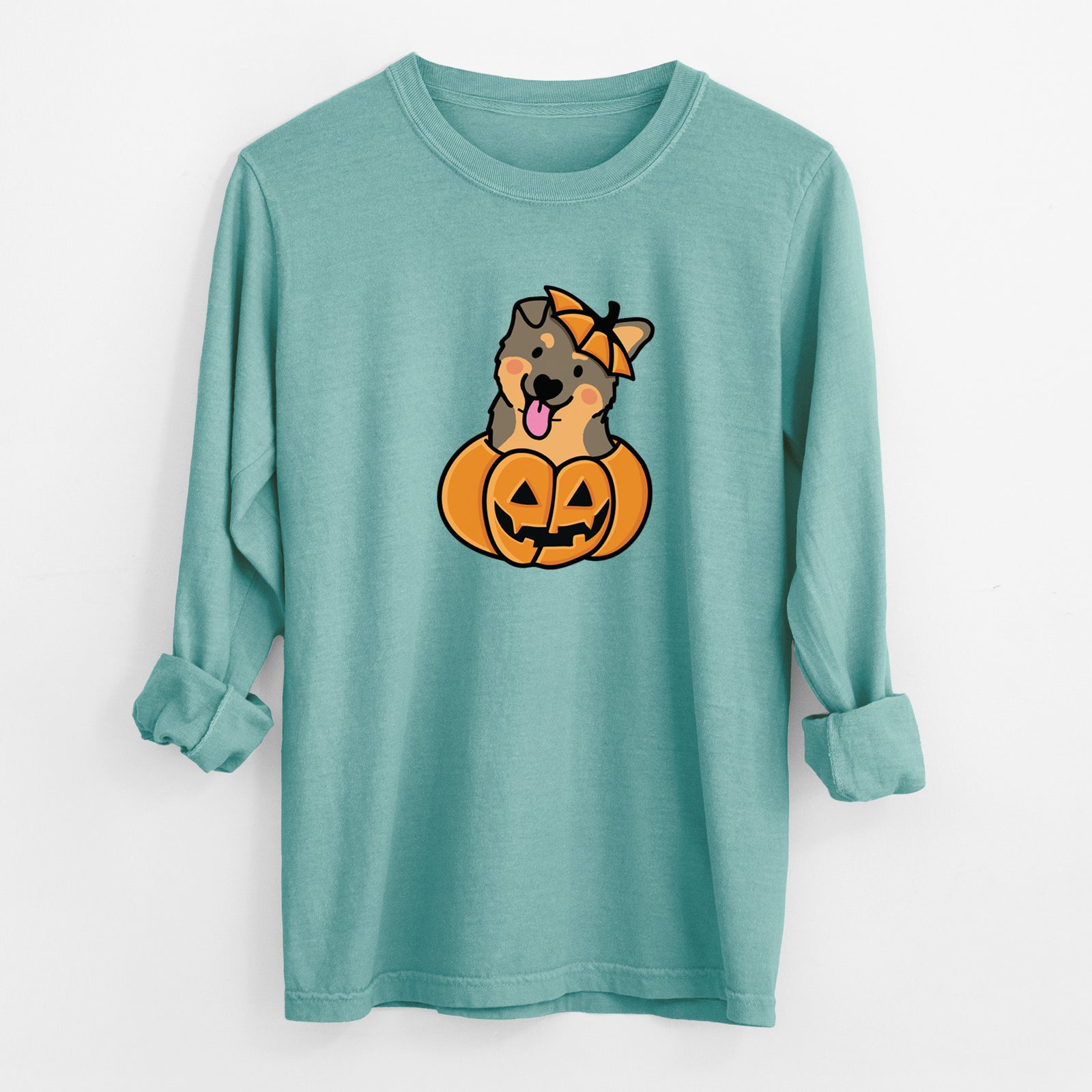 Pumpkin Pup - German Shepherd - Heavyweight 100% Cotton Long Sleeve