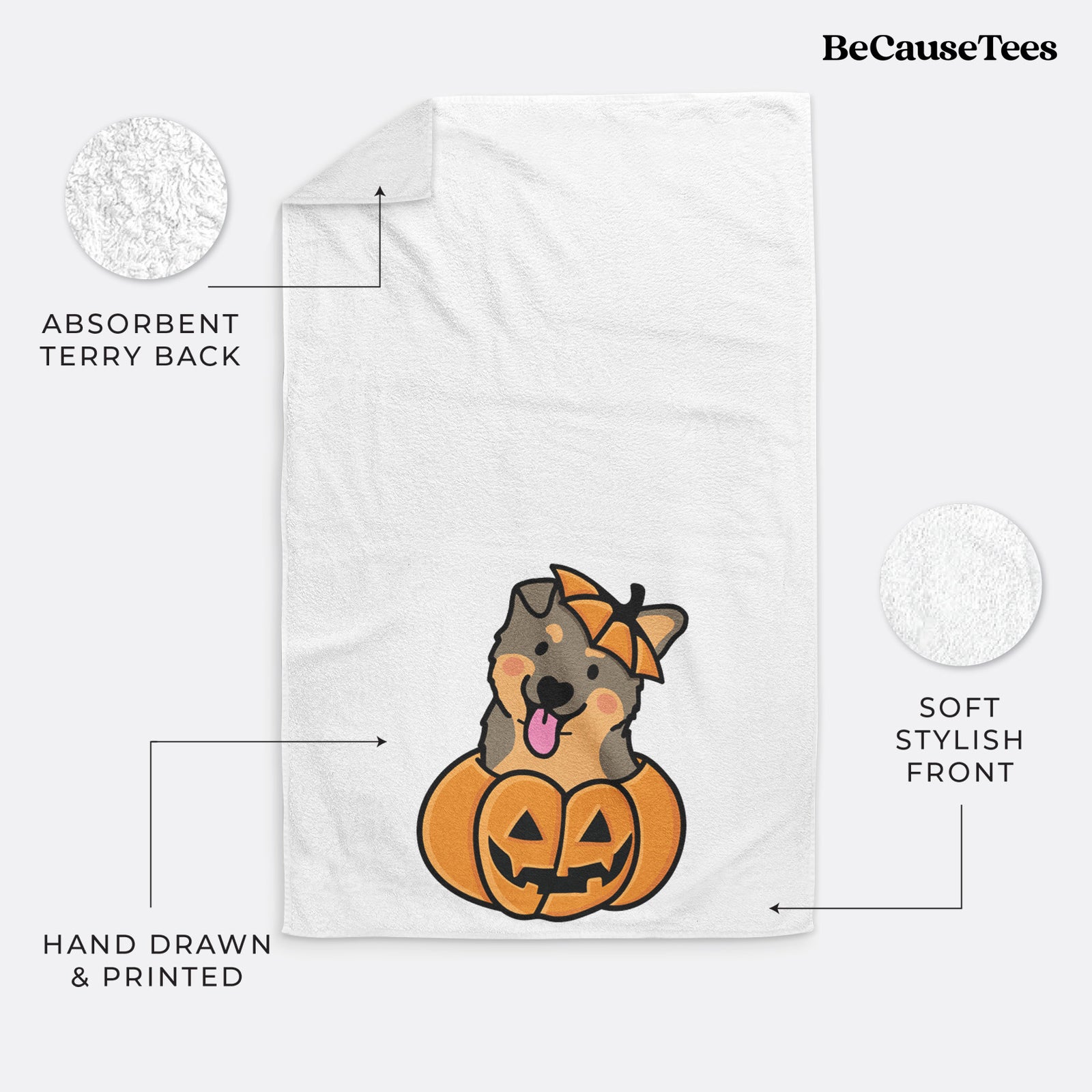 Pumpkin Pup - German Shepherd Hand Towel