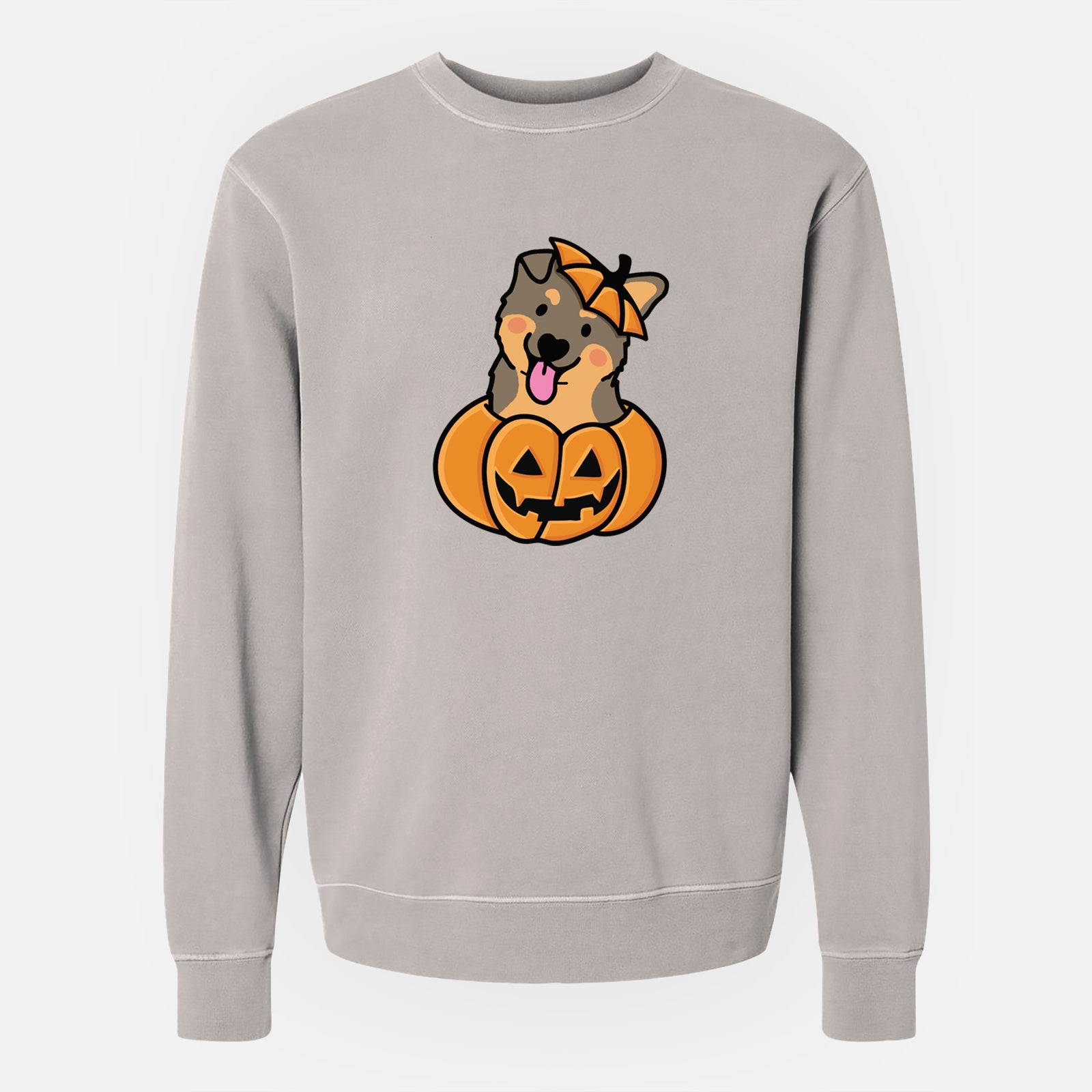 Pumpkin Pup - German Shepherd - Unisex Pigment Dyed Crew Sweatshirt