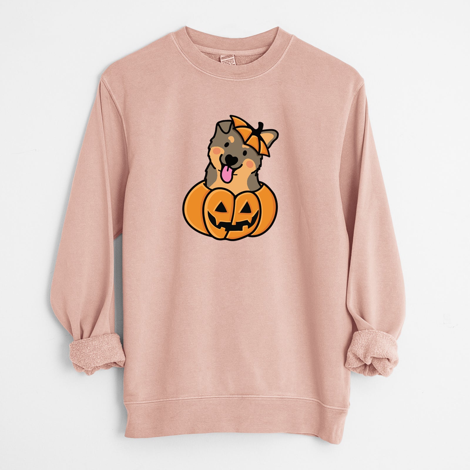 Pumpkin Pup - German Shepherd - Unisex Pigment Dyed Crew Sweatshirt