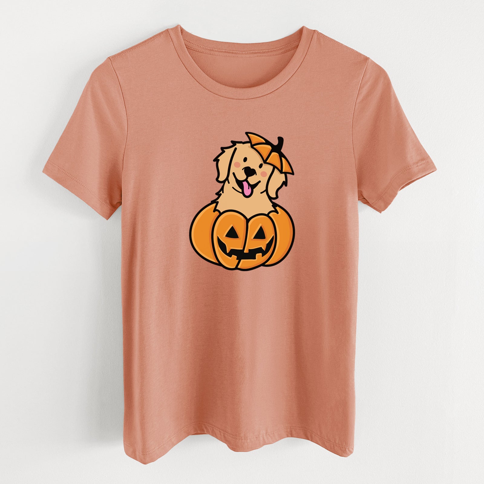 Pumpkin Pup - Golden Retriever - Women's Lightweight Relaxed Fit 100% Cotton Crewneck