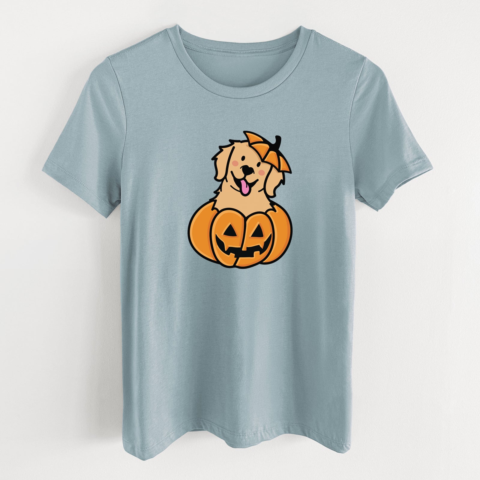 Pumpkin Pup - Golden Retriever - Women's Lightweight Relaxed Fit 100% Cotton Crewneck