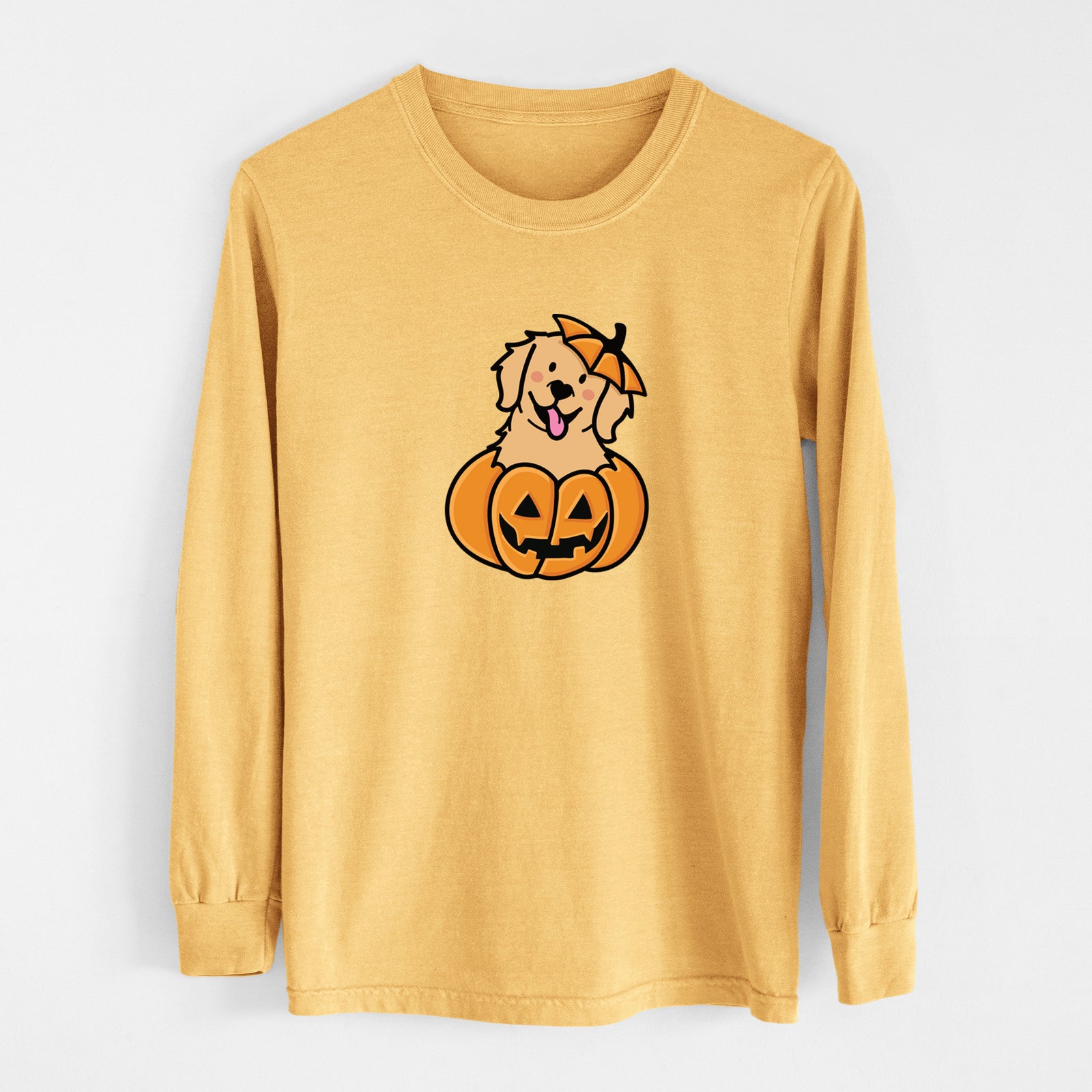 Pumpkin Pup - Golden Retriever - Heavyweight 100% Cotton Long Sleeve