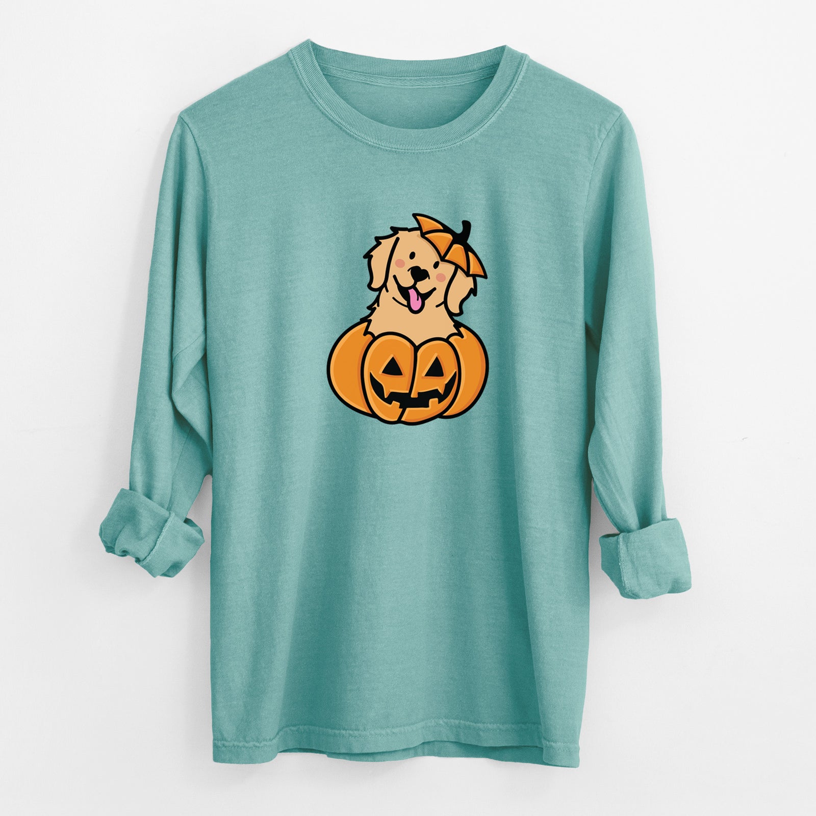 Pumpkin Pup - Golden Retriever - Heavyweight 100% Cotton Long Sleeve