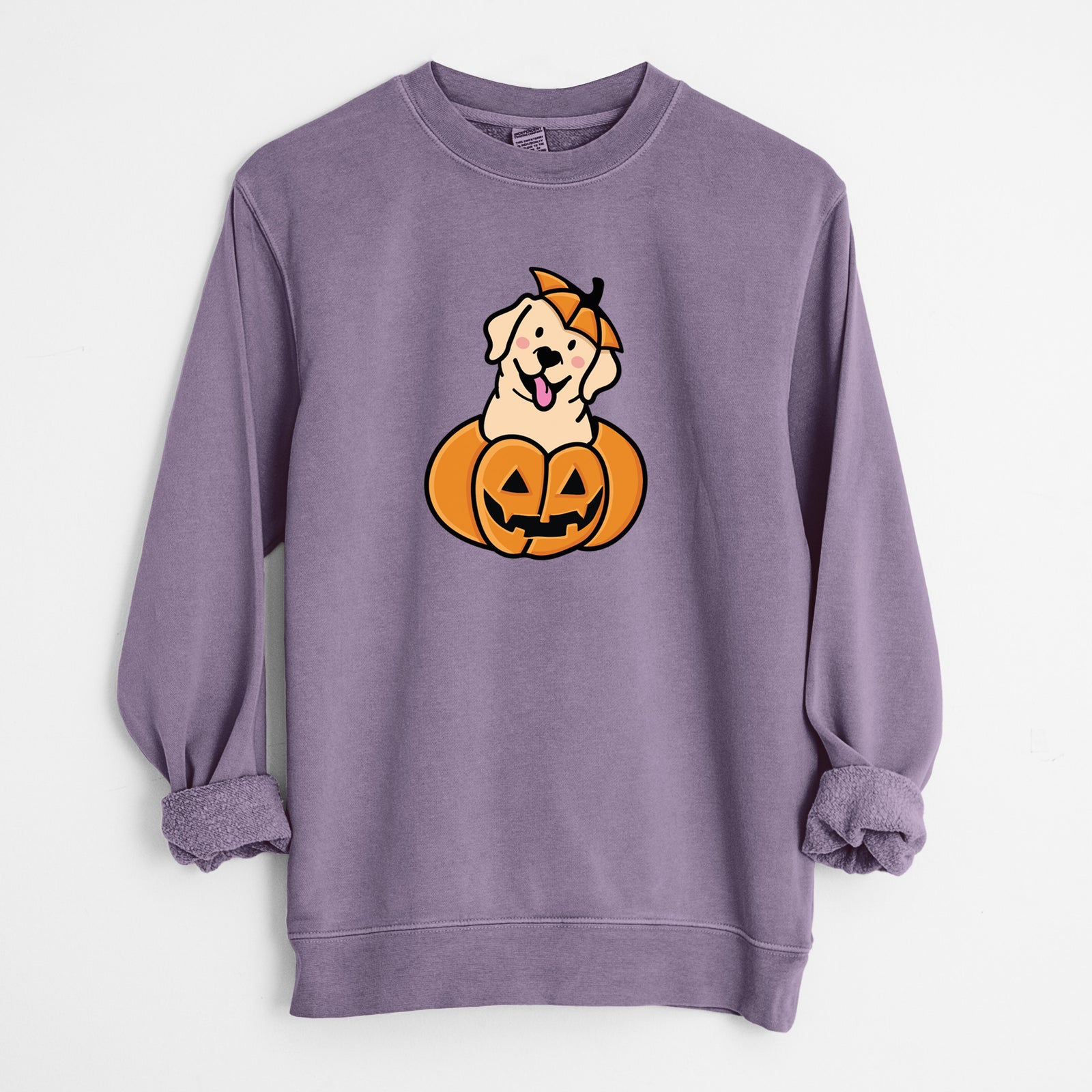 Pumpkin Pup - Labrador Retriever - Unisex Pigment Dyed Crew Sweatshirt