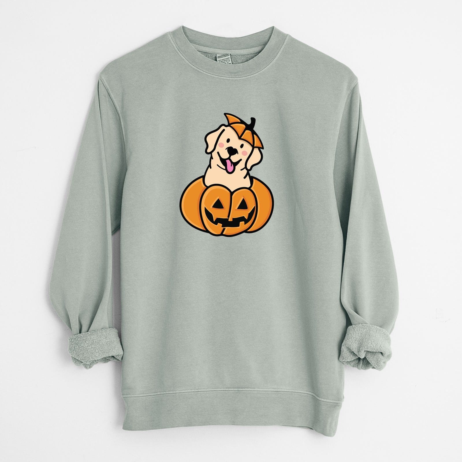 Pumpkin Pup - Labrador Retriever - Unisex Pigment Dyed Crew Sweatshirt