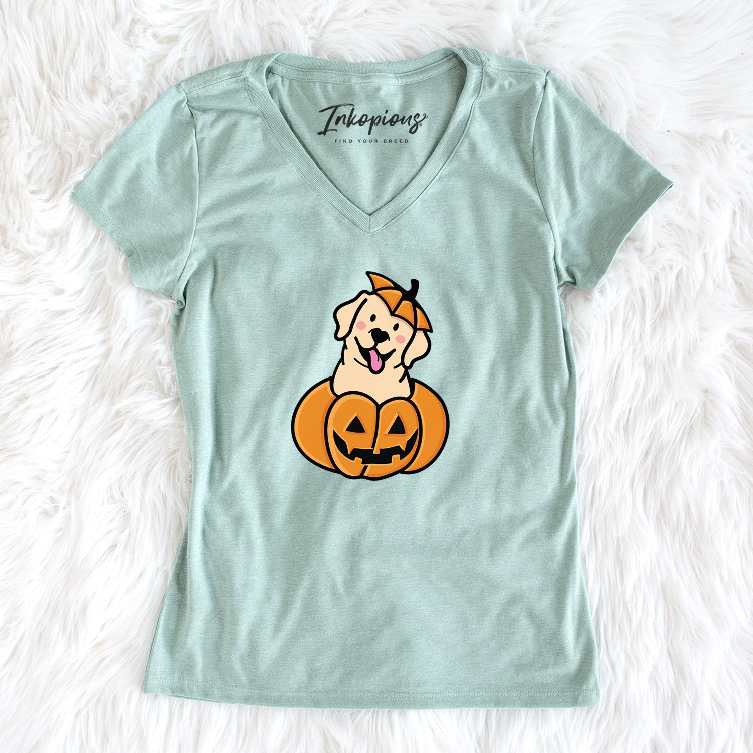 Pumpkin Pup - Labrador Retriever - Women's Perfect V-neck Shirt
