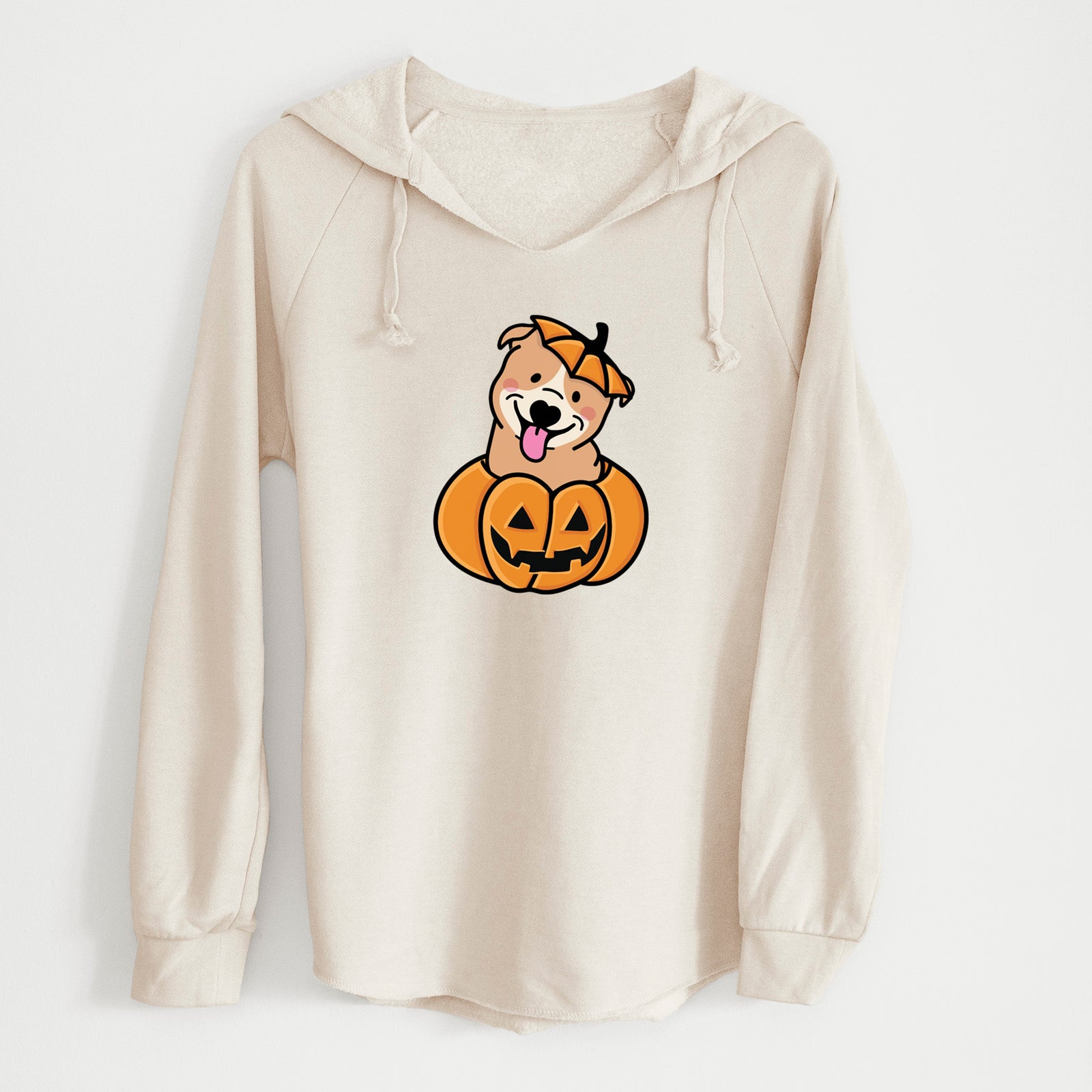 'Pumpkin Pup - Pitbull' design on a Bone Cali Wave Hooded Sweatshirt