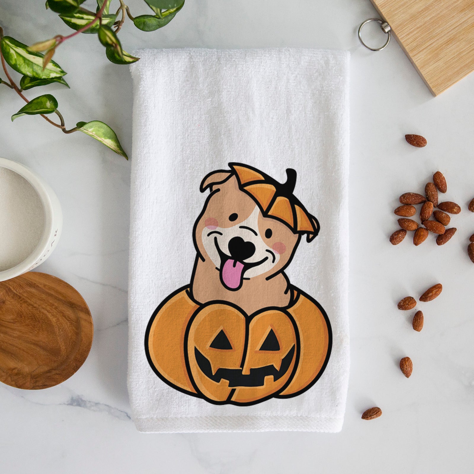 Pumpkin Pup - Pitbull Hand Towel