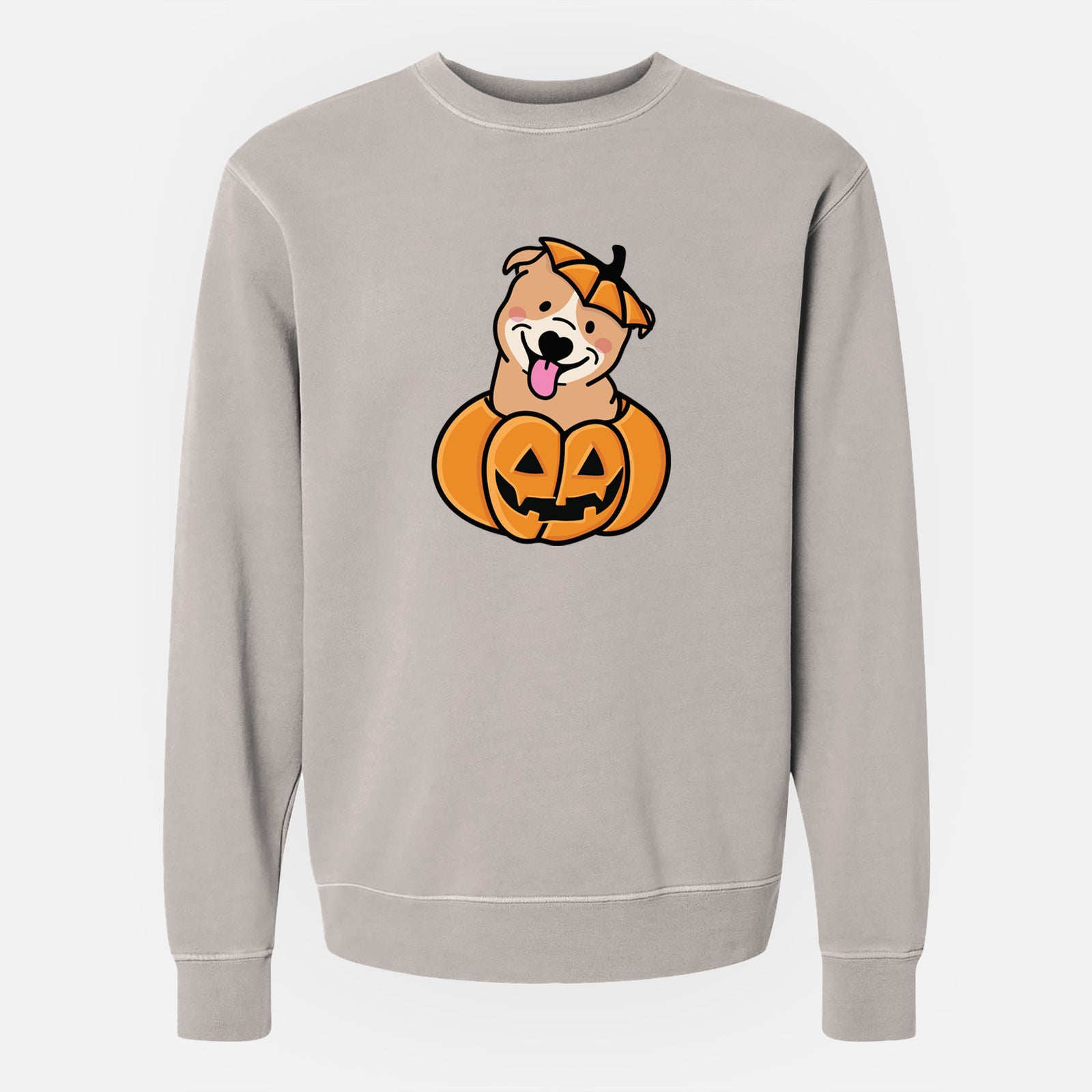 Pumpkin Pup - Pitbull - Unisex Pigment Dyed Crew Sweatshirt