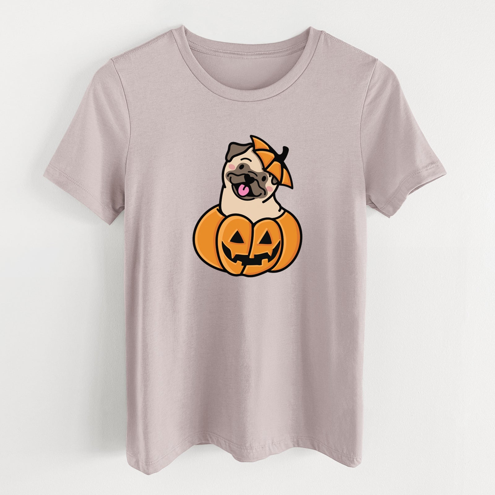 Pumpkin Pup - Pug - Women's Lightweight Relaxed Fit 100% Cotton Crewneck