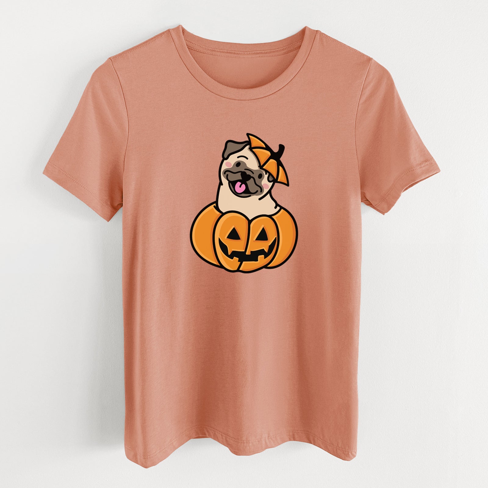 Pumpkin Pup - Pug - Women's Lightweight Relaxed Fit 100% Cotton Crewneck