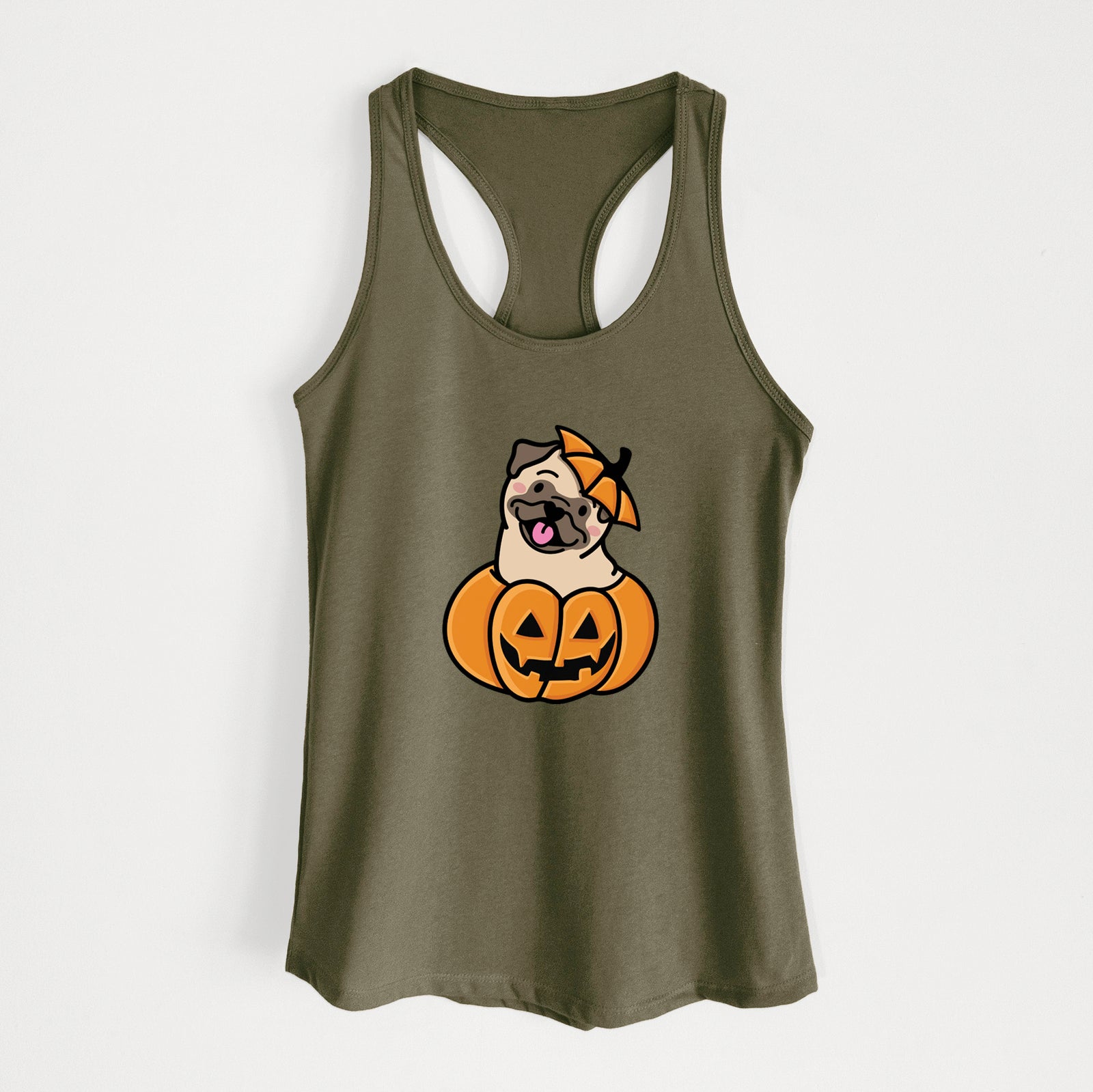 Pumpkin Pup - Pug - Women's Racerback Tanktop
