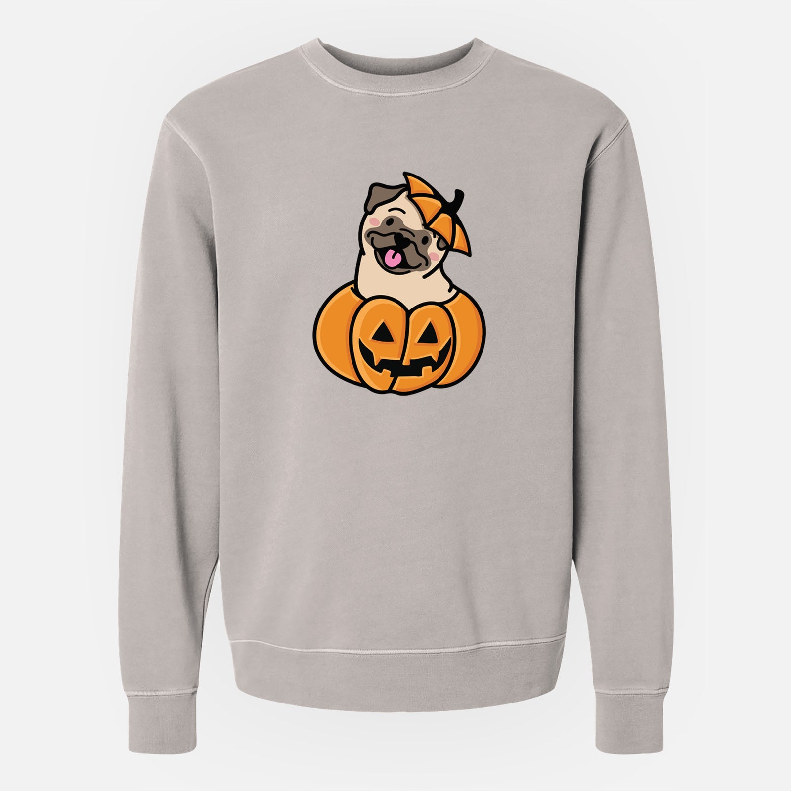 Pumpkin Pup - Pug - Unisex Pigment Dyed Crew Sweatshirt