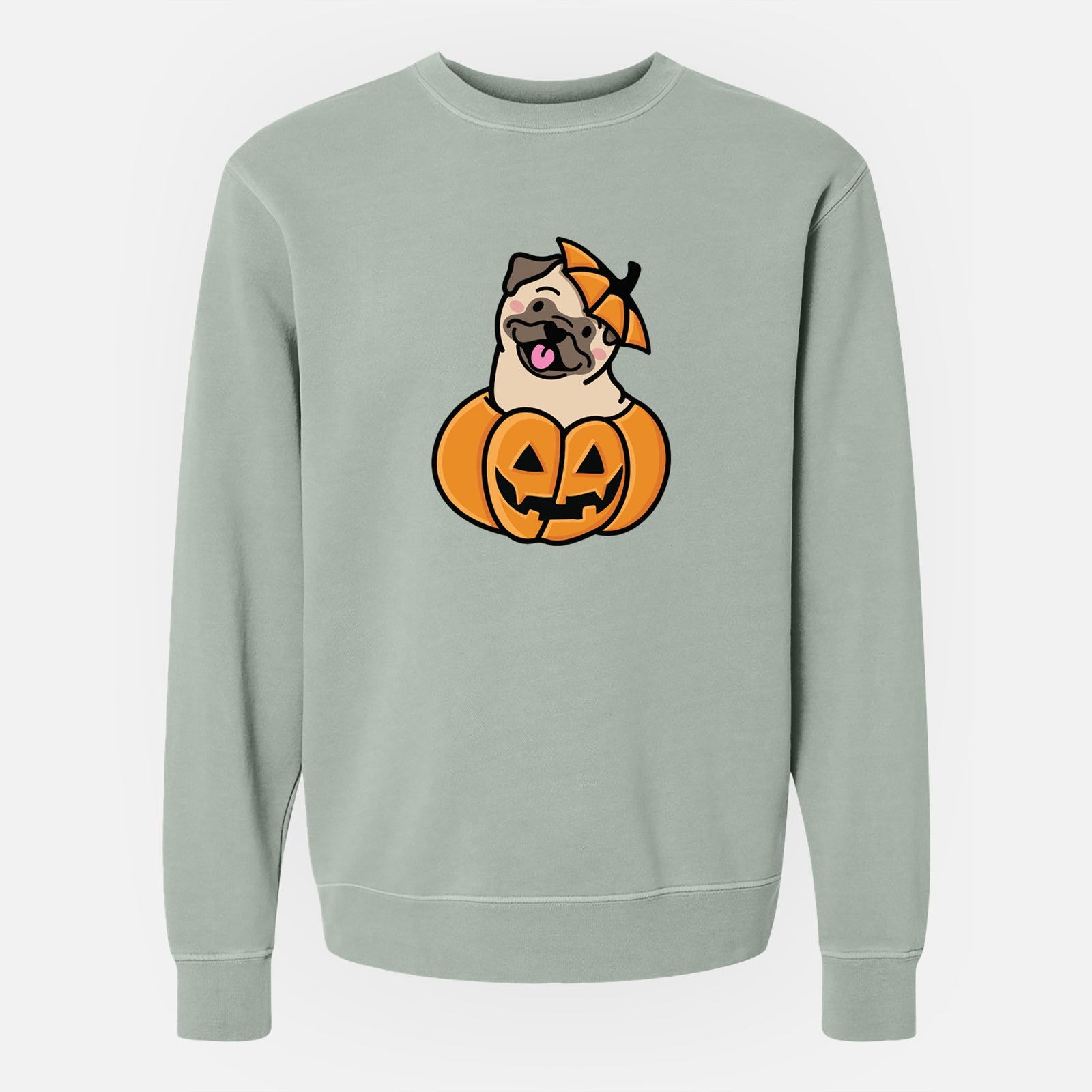 Pumpkin Pup - Pug - Unisex Pigment Dyed Crew Sweatshirt