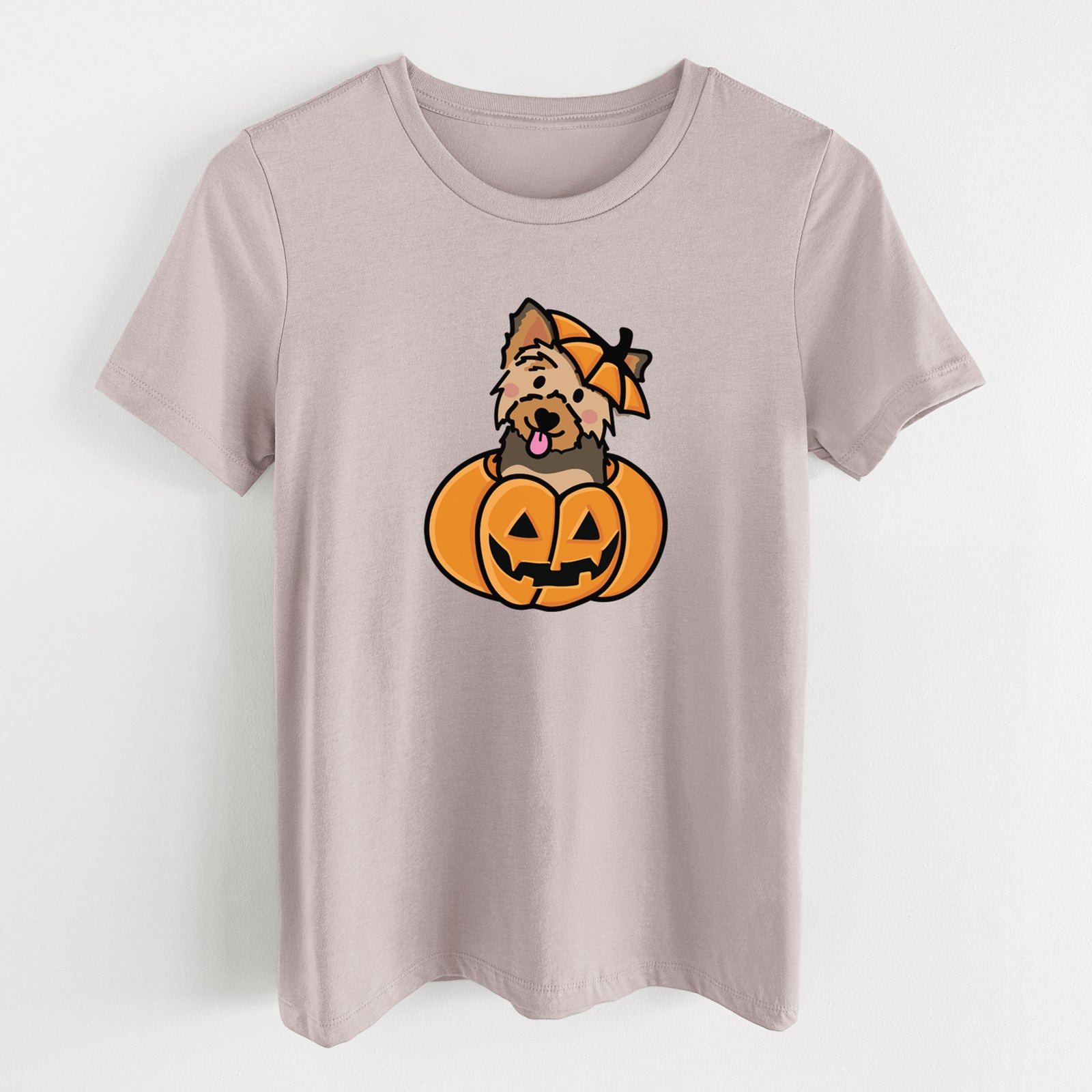 Pumpkin Pup - Yorkie - Women's Lightweight Relaxed Fit 100% Cotton Crewneck