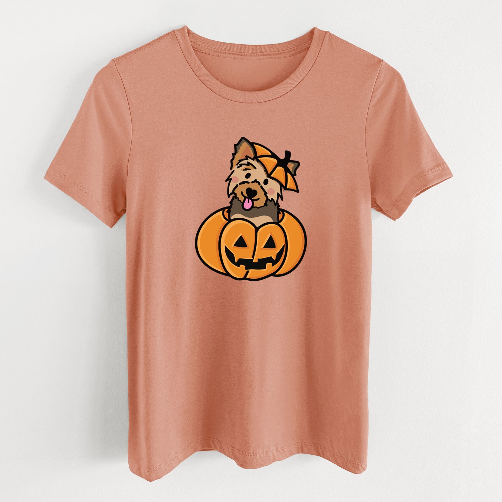 Pumpkin Pup - Yorkie - Women's Lightweight Relaxed Fit 100% Cotton Crewneck