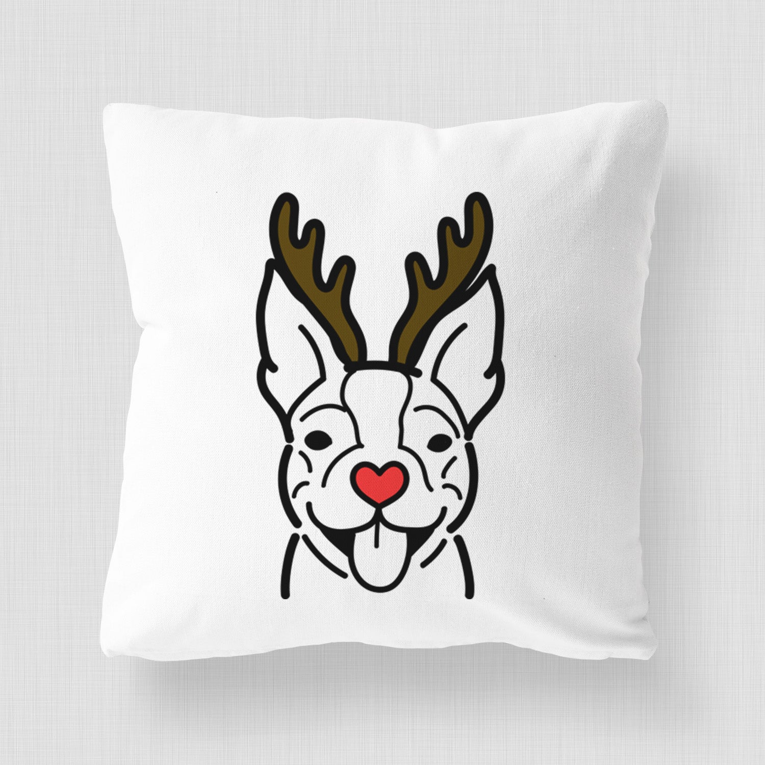 Love Always Happy Boston Terrier - Throw Pillow Cover