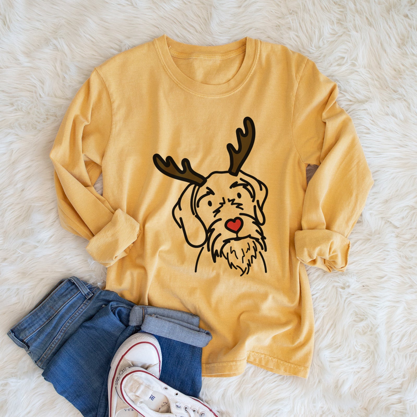 Red Nose German Wirehaired Pointer - Buck - Heavyweight 100% Cotton Long Sleeve