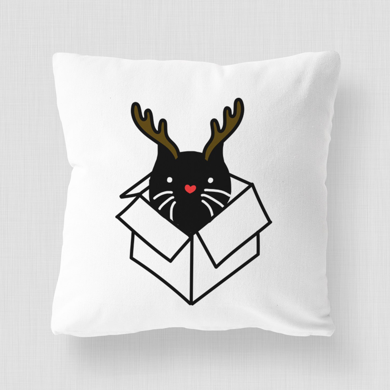 Love Always Black Cat in a Box - Doc - Throw Pillow Cover