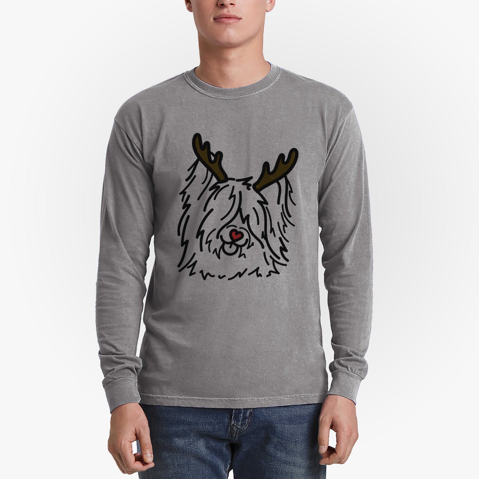 Red Nose Skye Terrier - Dougal - Heavyweight 100% Cotton Long Sleeve