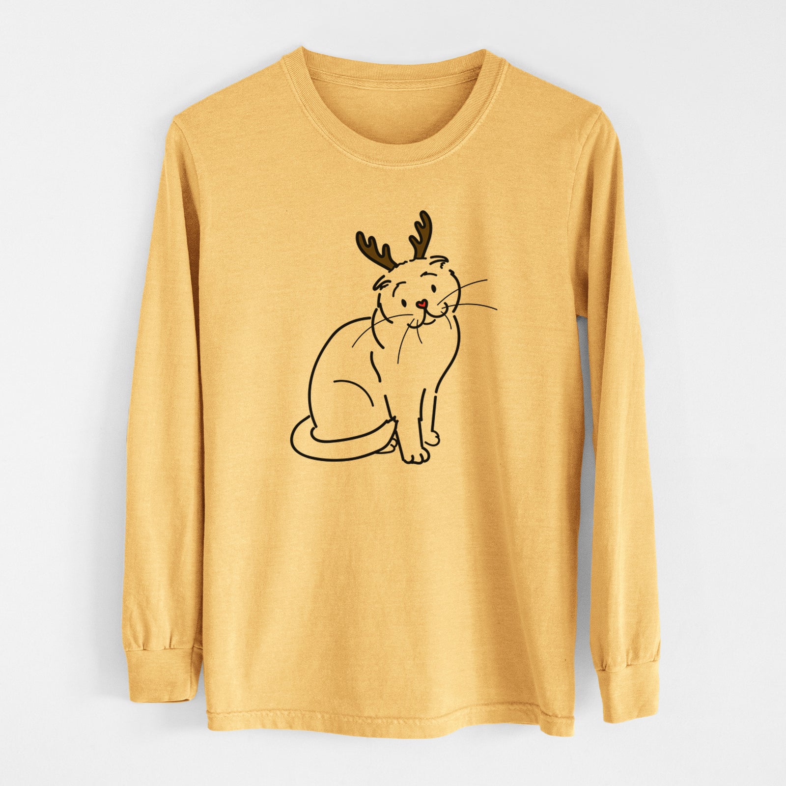 Red Nose Scottish Fold Cat - Hank - Heavyweight 100% Cotton Long Sleeve