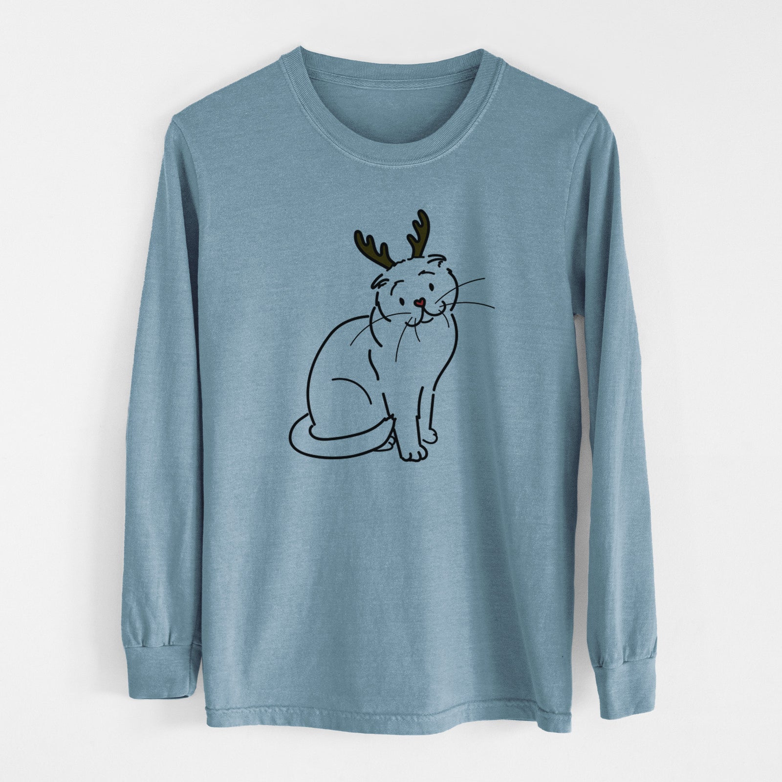 Red Nose Scottish Fold Cat - Hank - Heavyweight 100% Cotton Long Sleeve