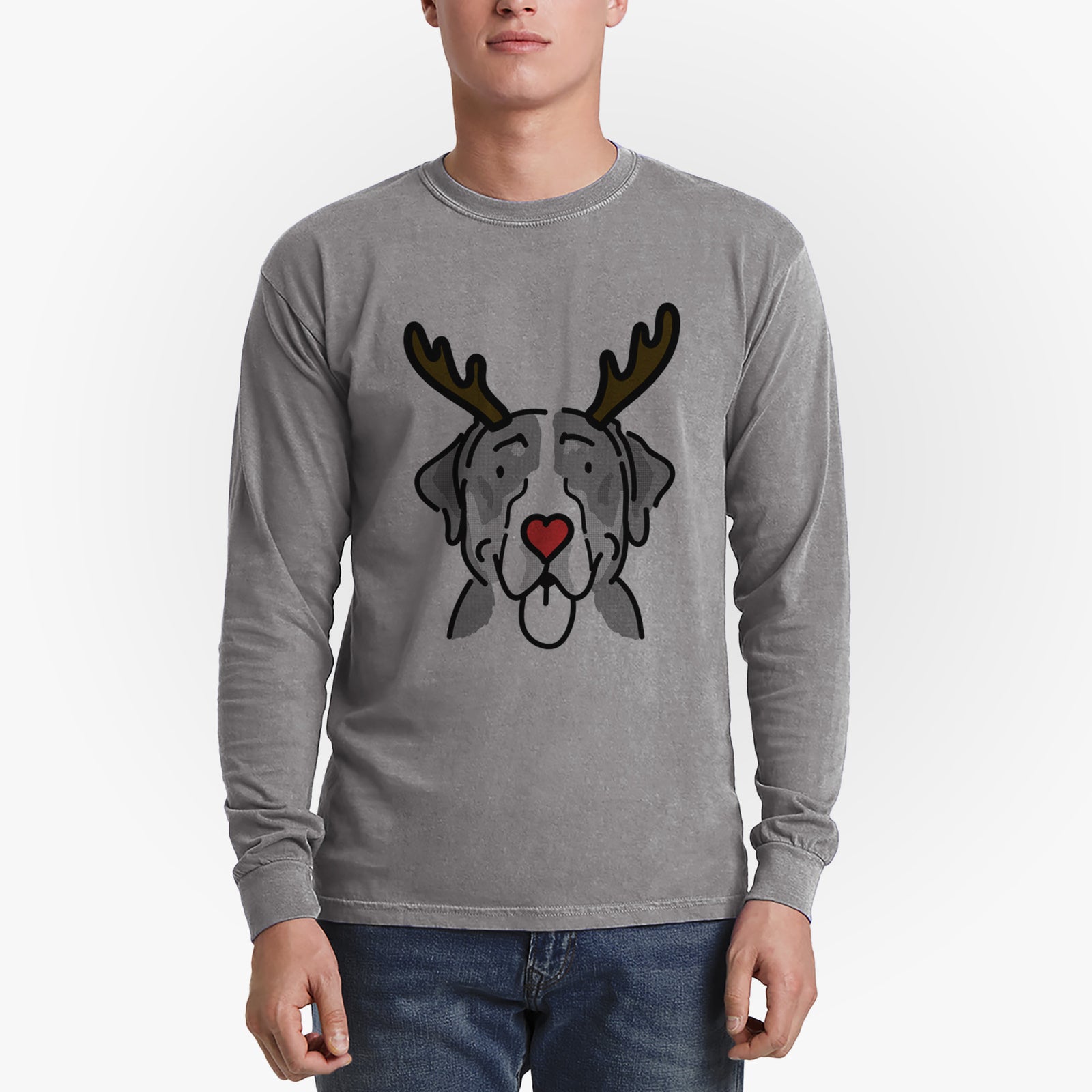 Red Nose Greater Swiss Mountain Dog - Moose - Heavyweight 100% Cotton Long Sleeve