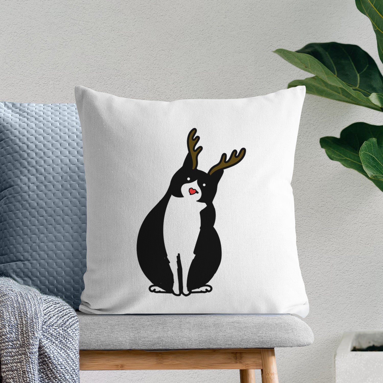 Love Always Tuxedo Cat - Oliver - Throw Pillow Cover