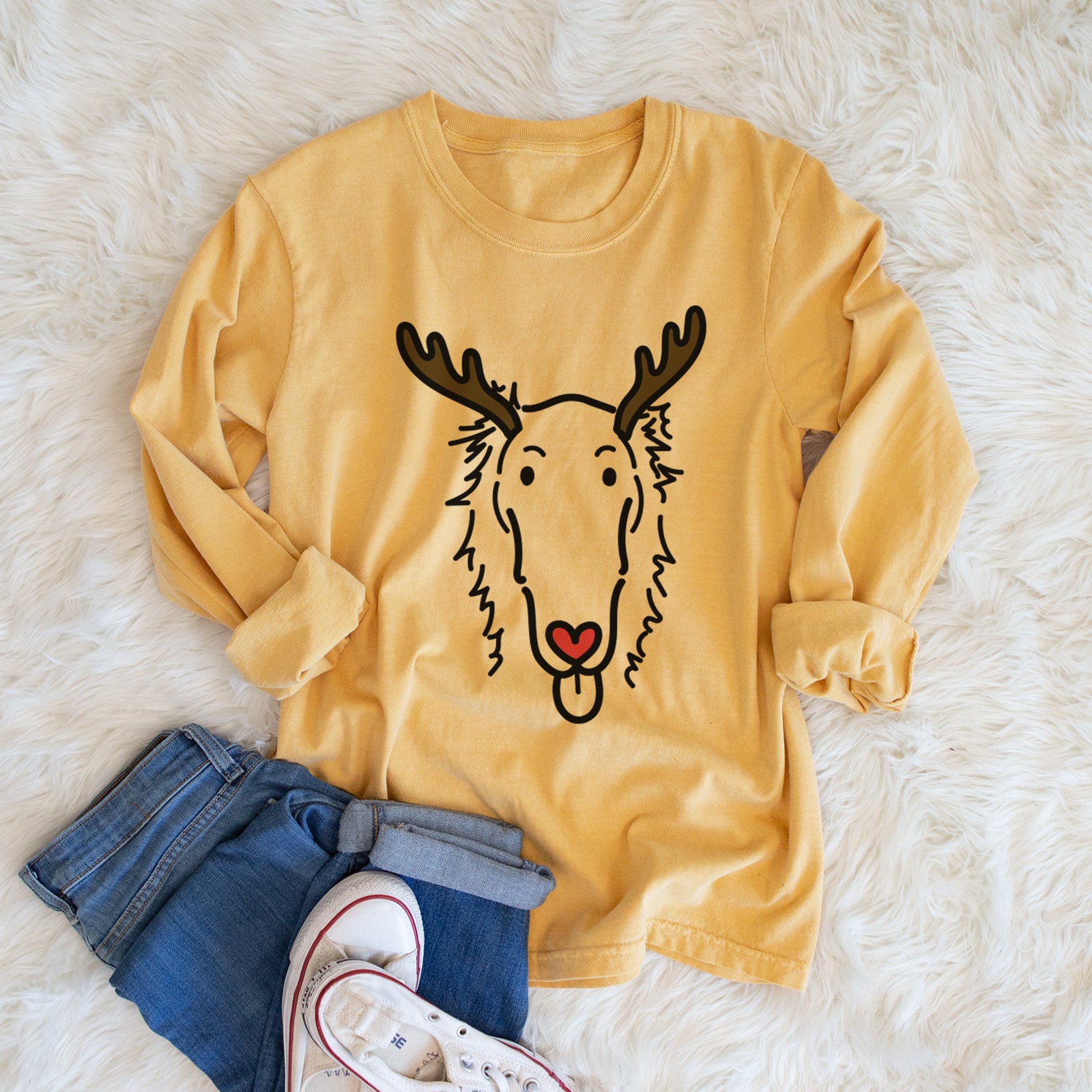 Red Nose Borzoi - Opal - Heavyweight 100% Cotton Long Sleeve