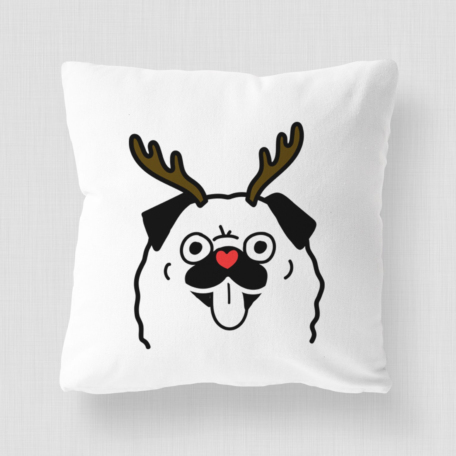 Love Always Pug - Throw Pillow Cover