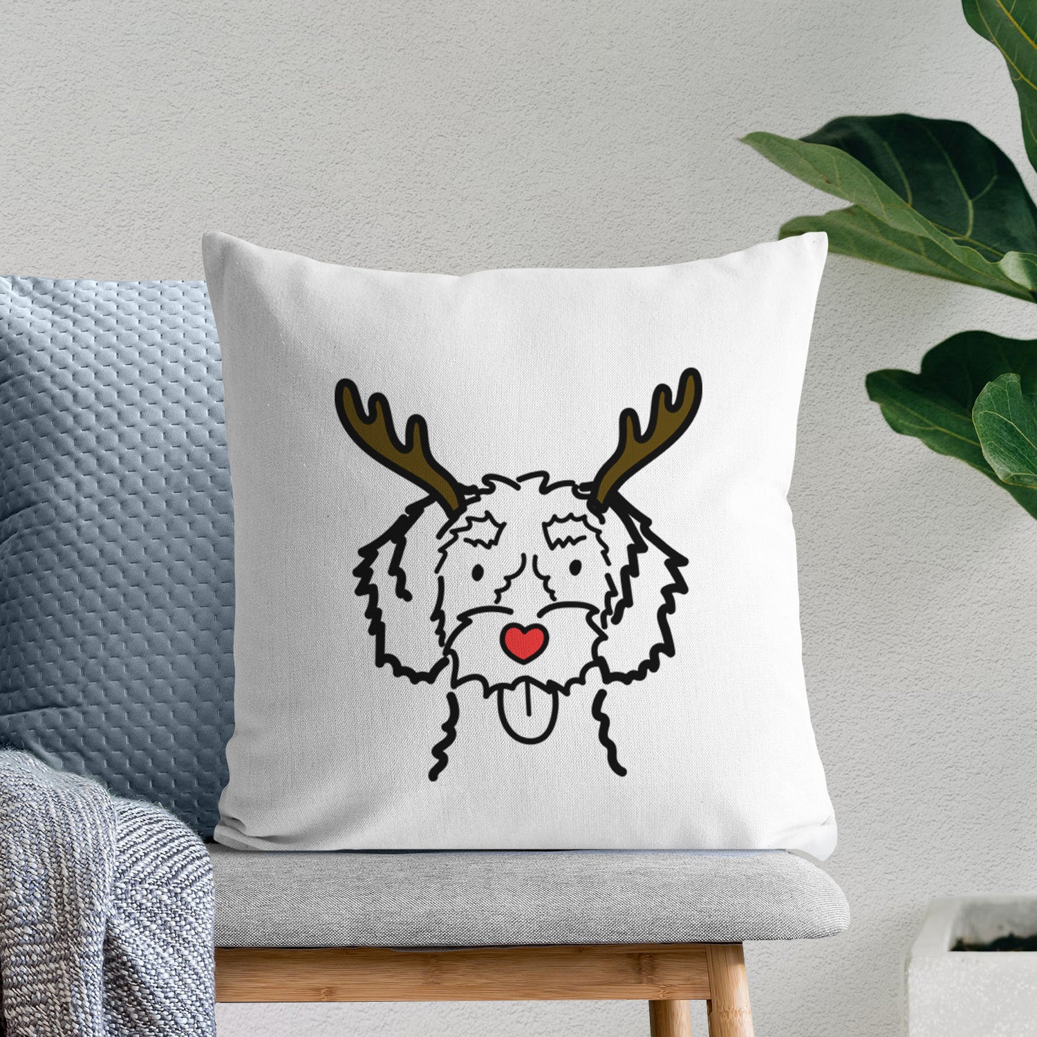 Love Always White Schnoodle - Throw Pillow Cover
