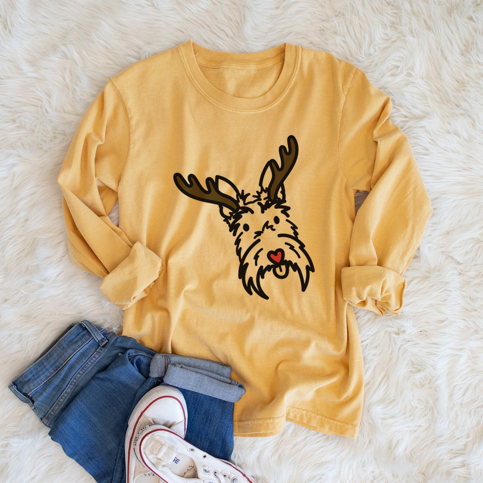 Red Nose Scottish Terrier - Thistle - Heavyweight 100% Cotton Long Sleeve