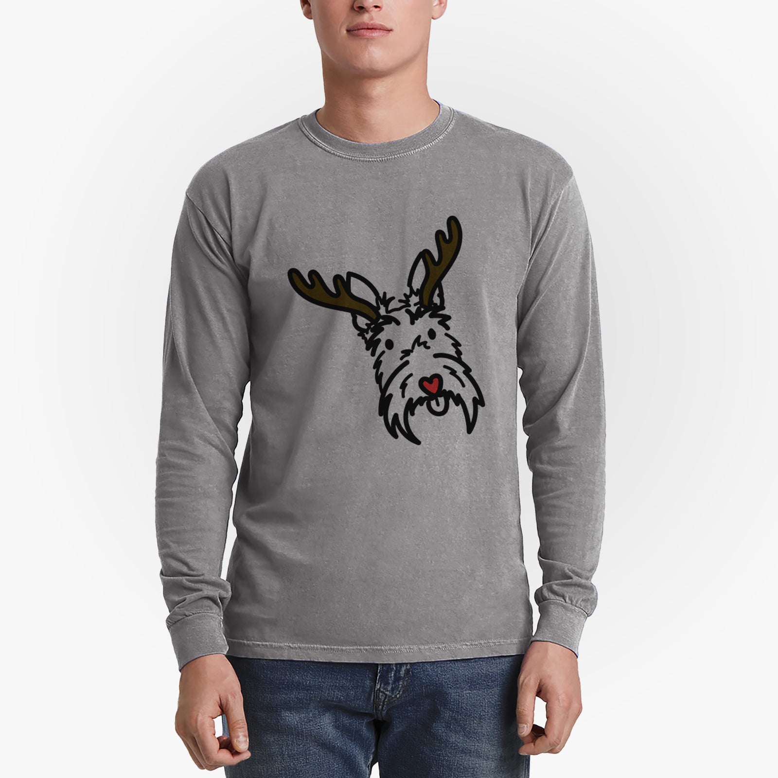Red Nose Scottish Terrier - Thistle - Heavyweight 100% Cotton Long Sleeve