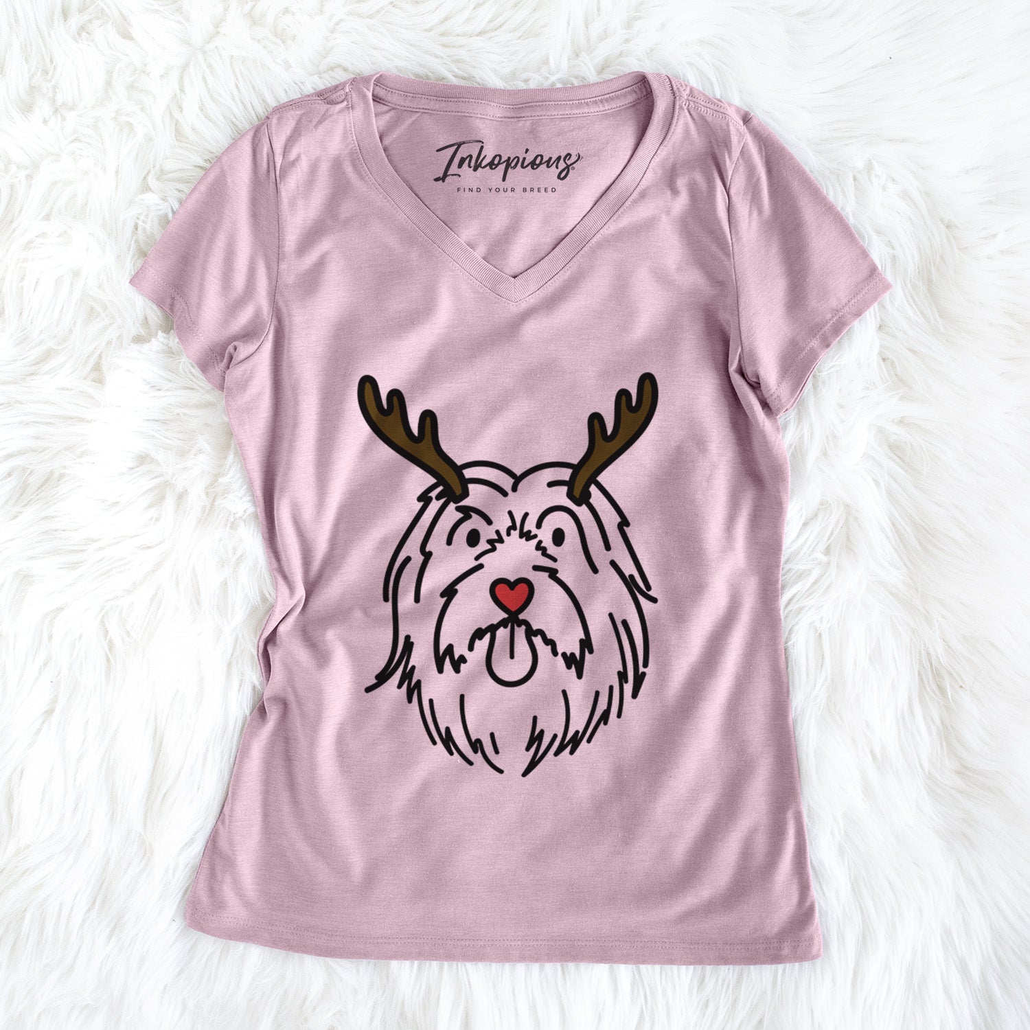 Red Nose Bearded Collie - Tucker - Women's Perfect V-neck Shirt