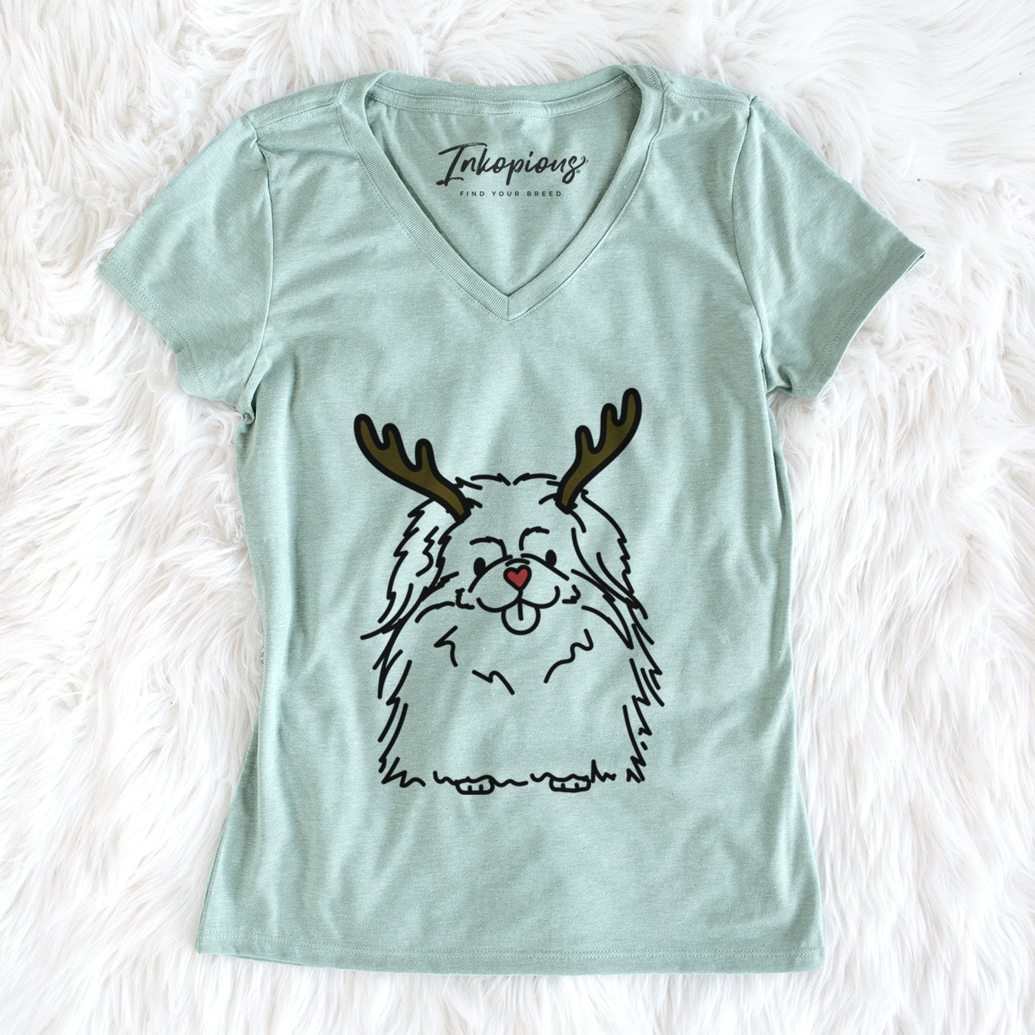 Red Nose Pekingese - Viv - Women's Perfect V-neck Shirt