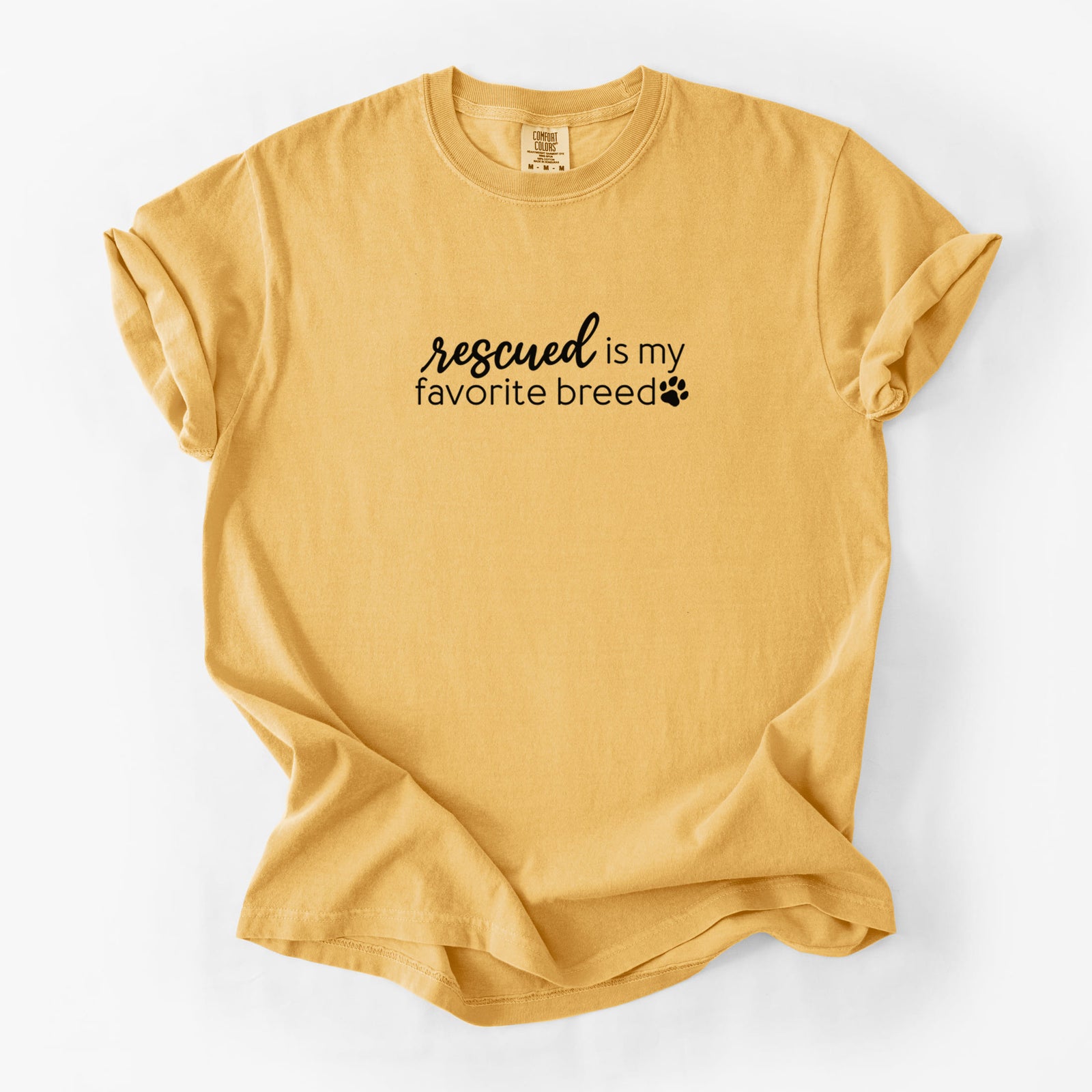 Rescued is My Favorite Breed - Unisex Comfort Colors Garment-Dyed Heavyweight T-shirt in Golden Wheat