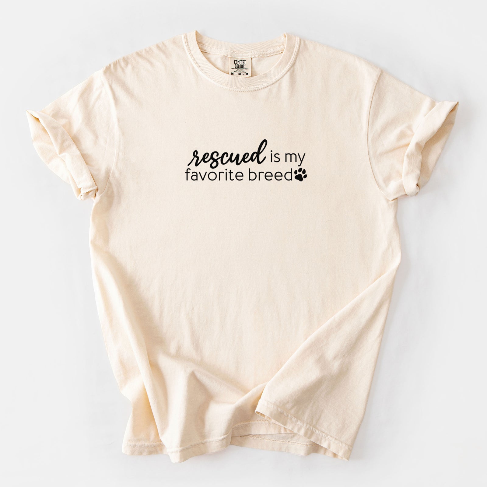 Rescued is My Favorite Breed - Unisex Comfort Colors Garment-Dyed Heavyweight T-shirt in Ivory