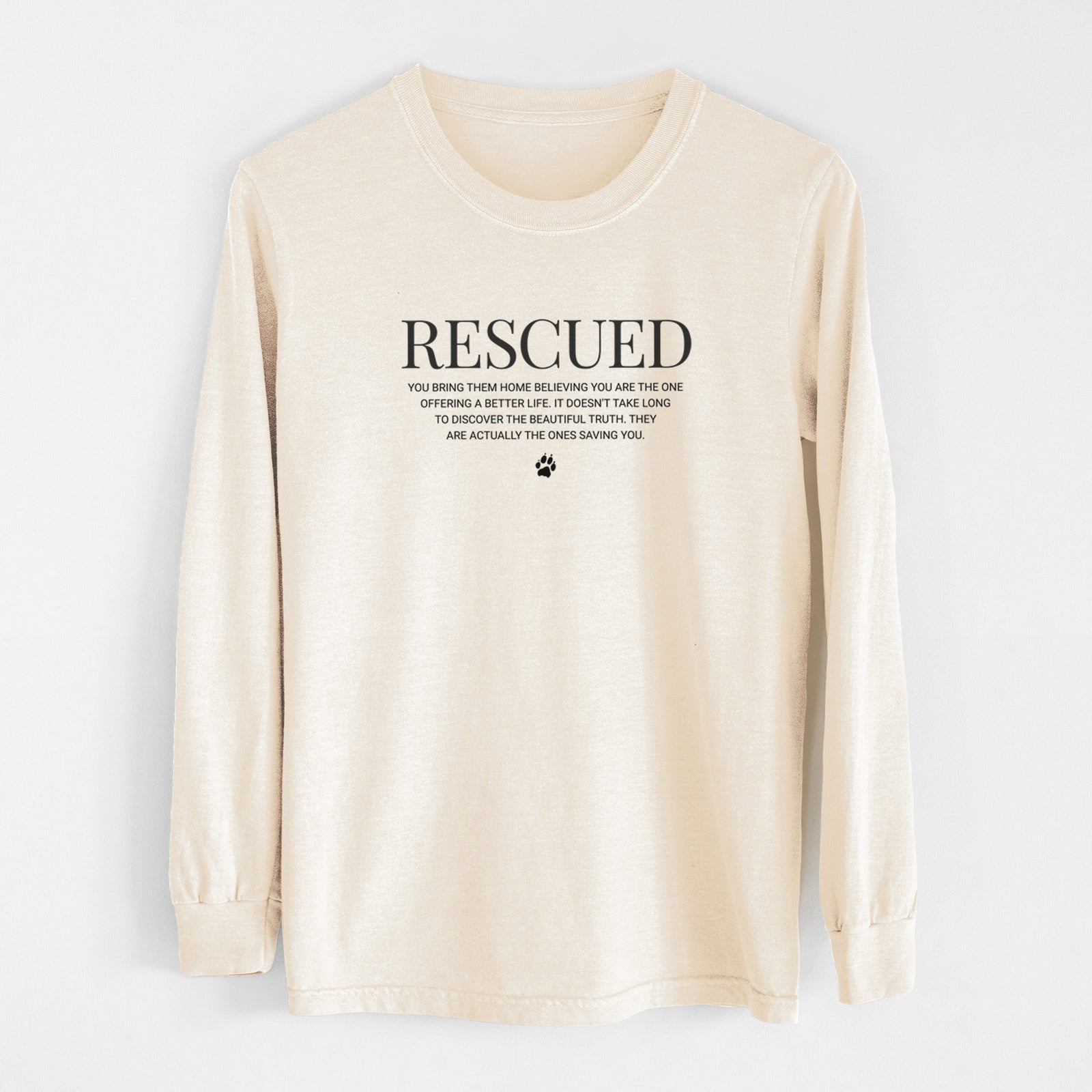 Rescued - They're the Ones Saving You - Men's Heavyweight 100% Cotton Long Sleeve