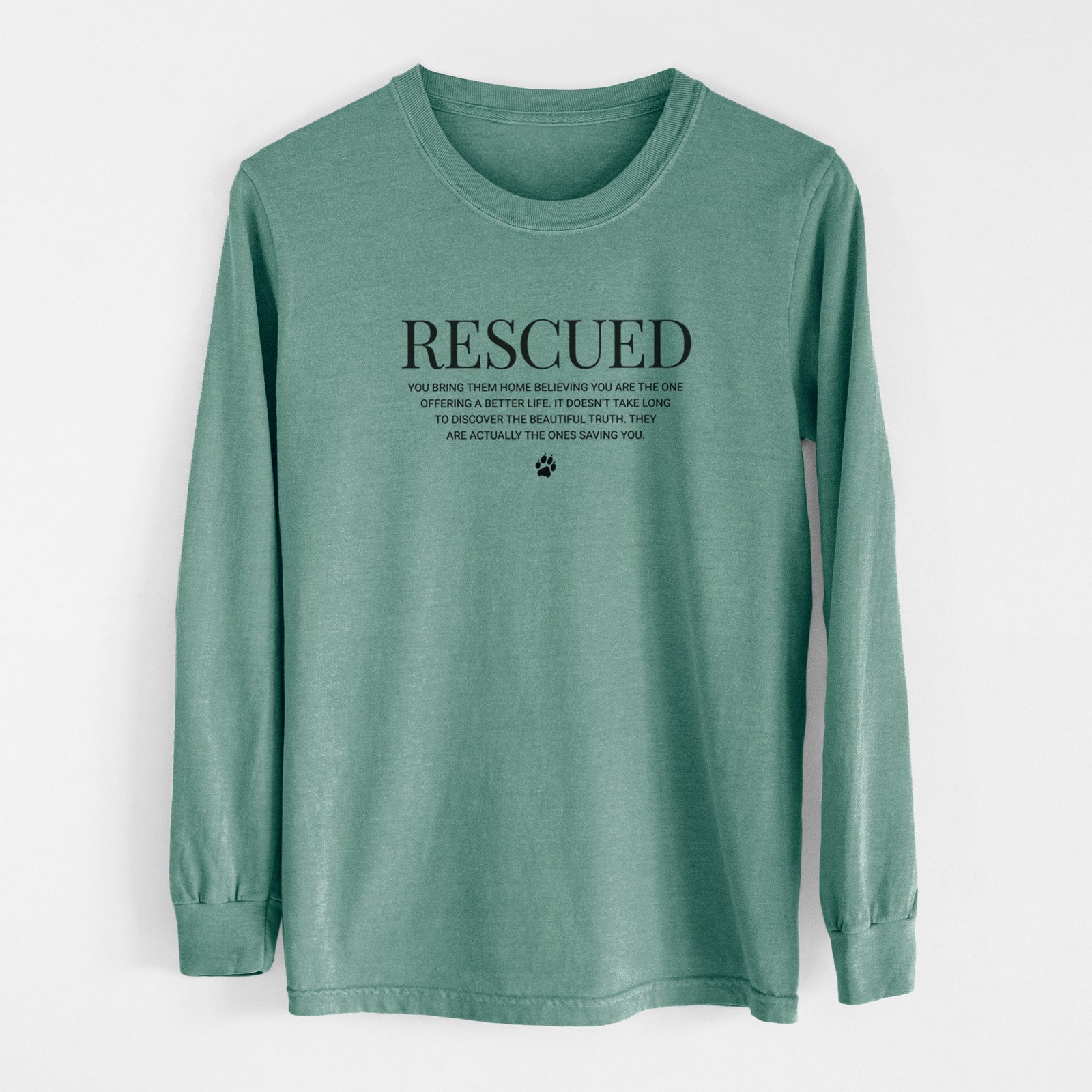Rescued - They're the Ones Saving You - Men's Heavyweight 100% Cotton Long Sleeve