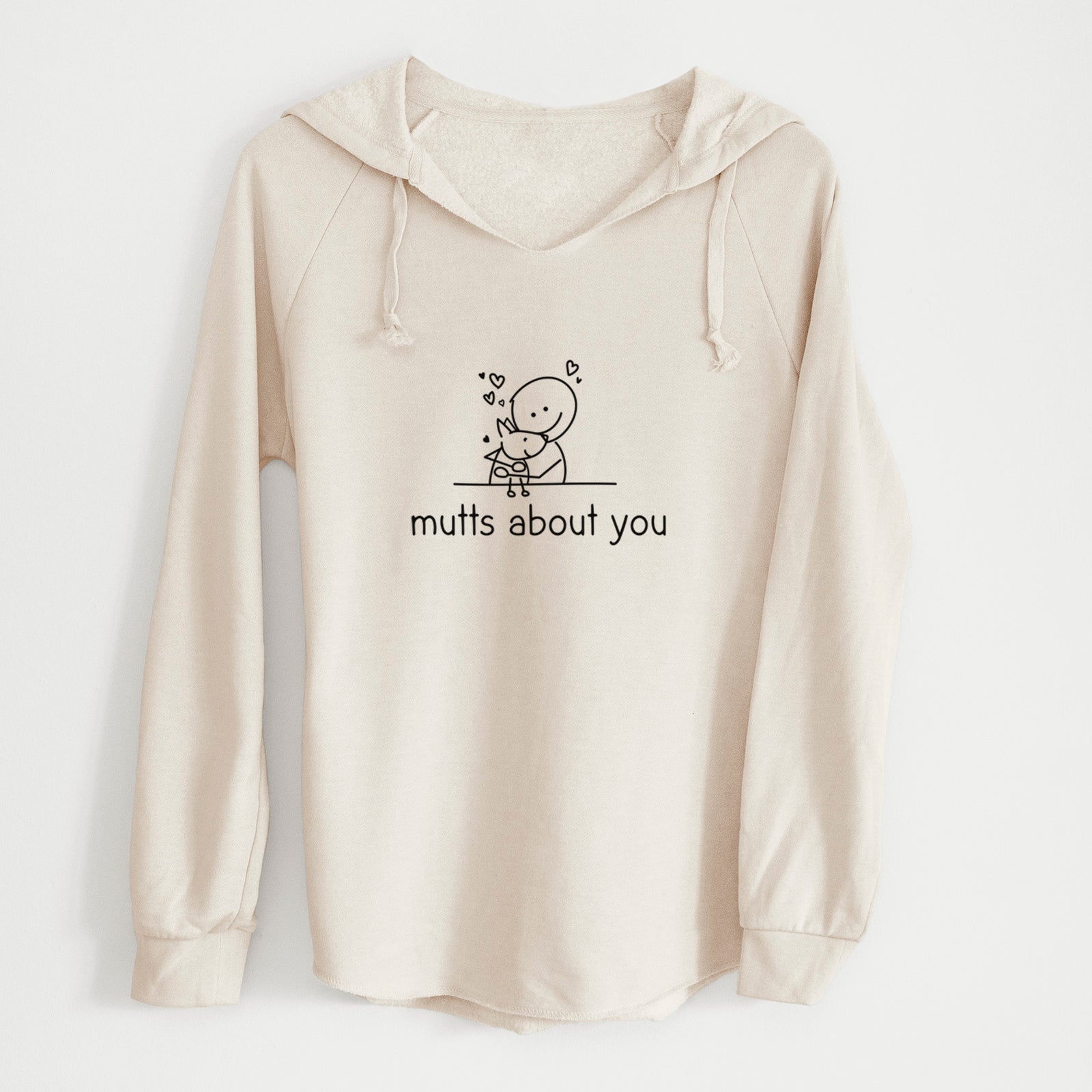 'Mutts About You' design on a Bone Cali Wave Hooded Sweatshirt
