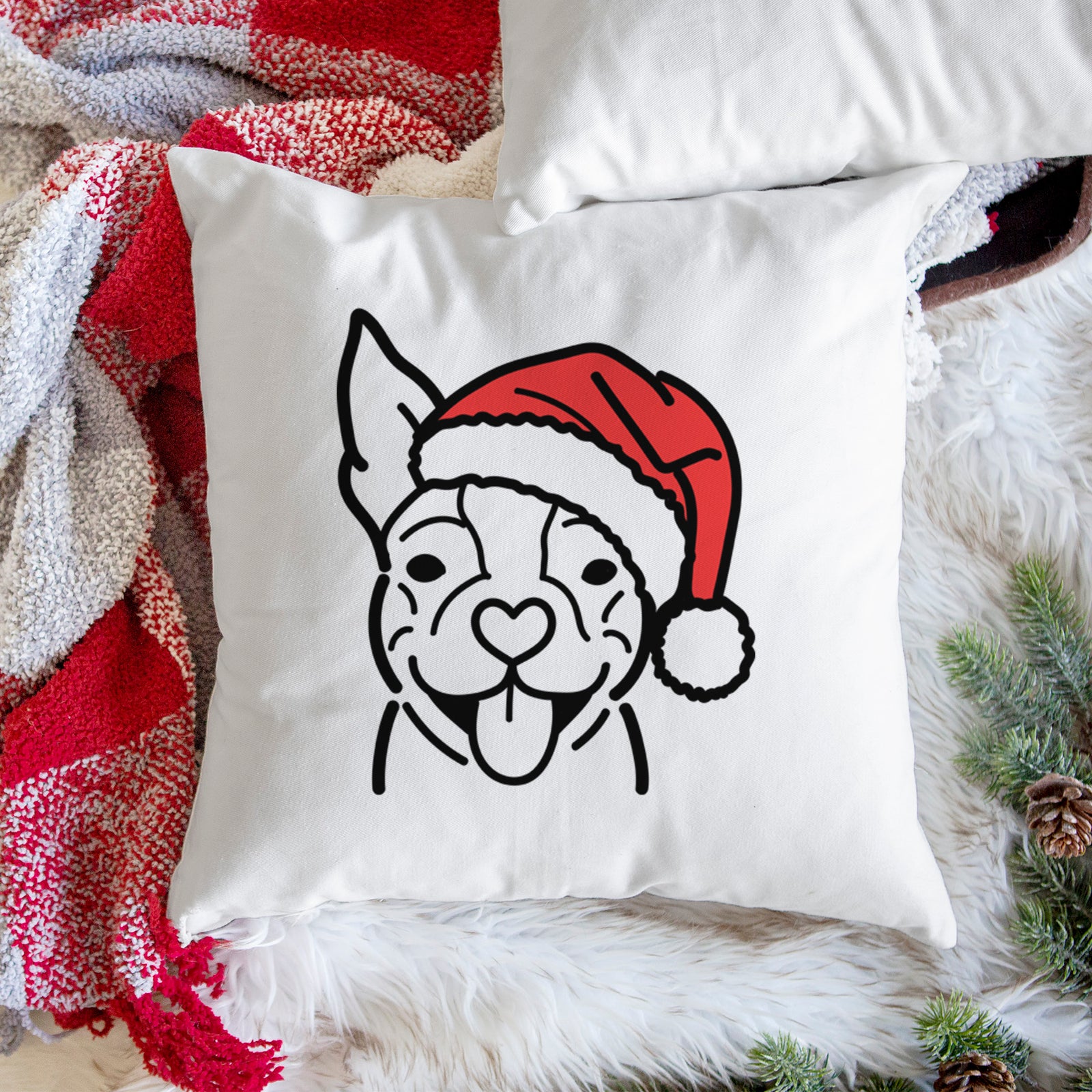 Love Always Happy Boston Terrier - Throw Pillow Cover