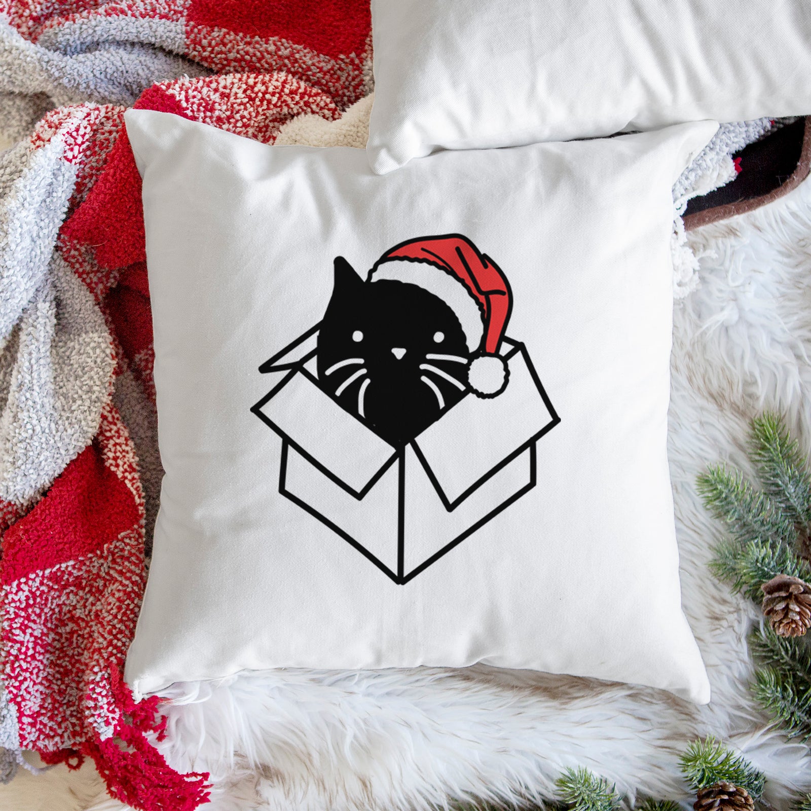 Love Always Black Cat in a Box - Doc - Throw Pillow Cover