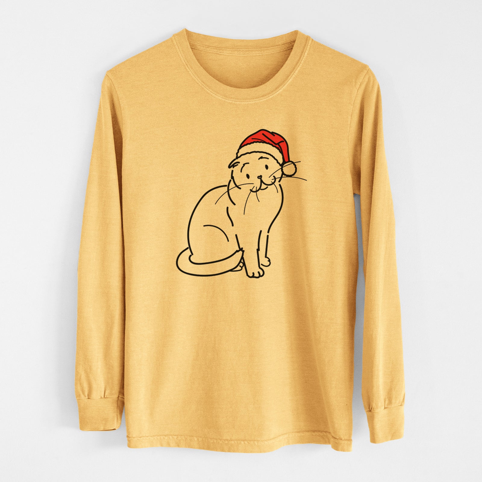 Jolly Scottish Fold Cat - Hank - Heavyweight 100% Cotton Long Sleeve