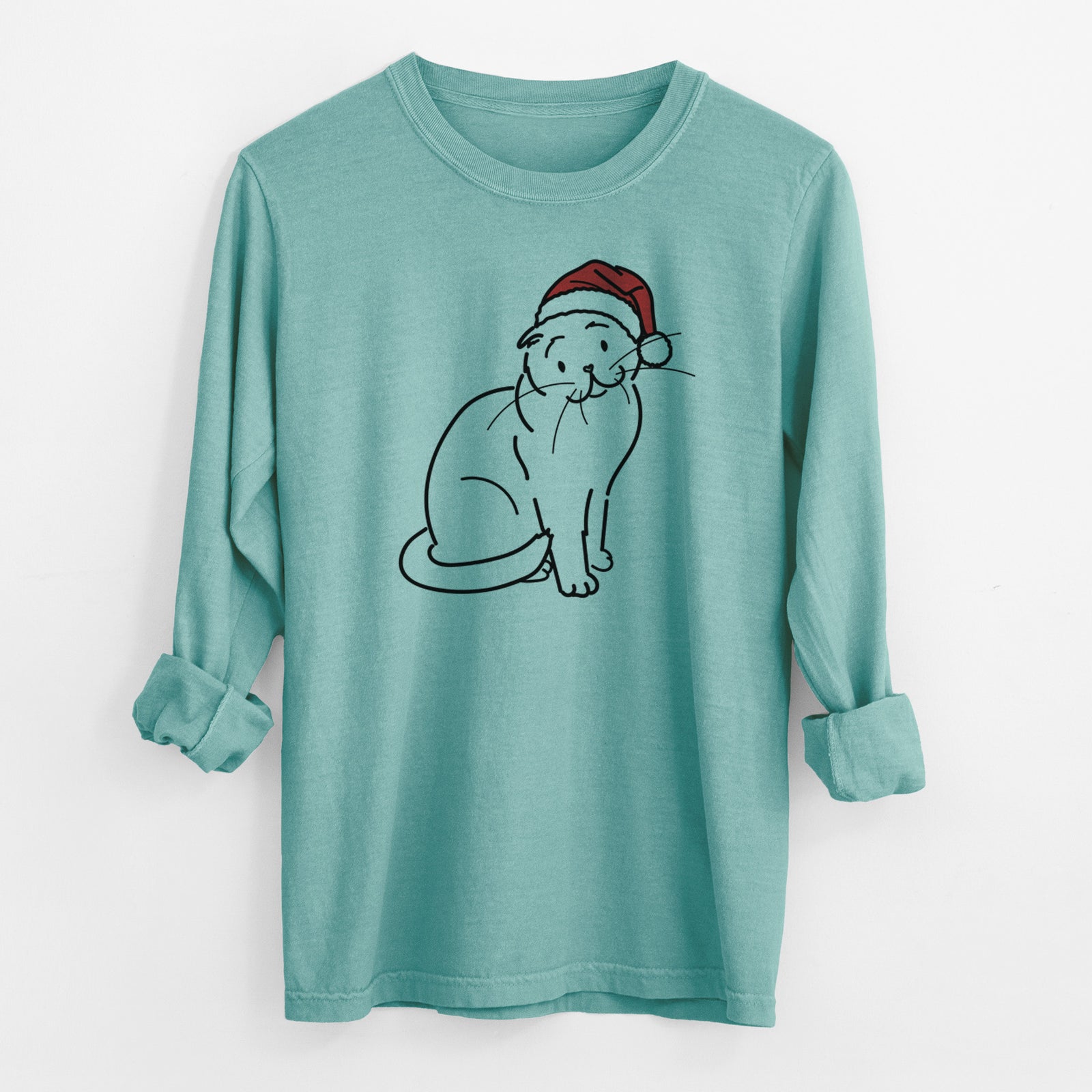 Jolly Scottish Fold Cat - Hank - Heavyweight 100% Cotton Long Sleeve