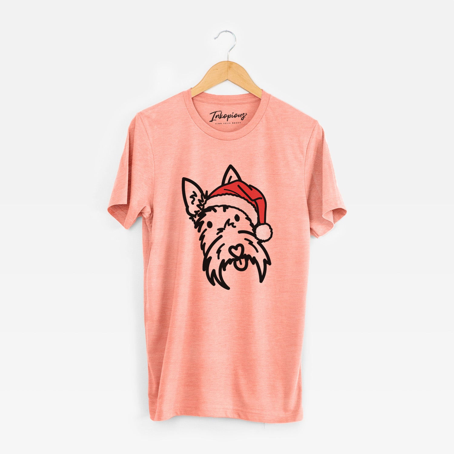 Minimalist line drawing of Thistle the Scottish Terrier wearing a Santa hat on a Sunset Unisex crewneck