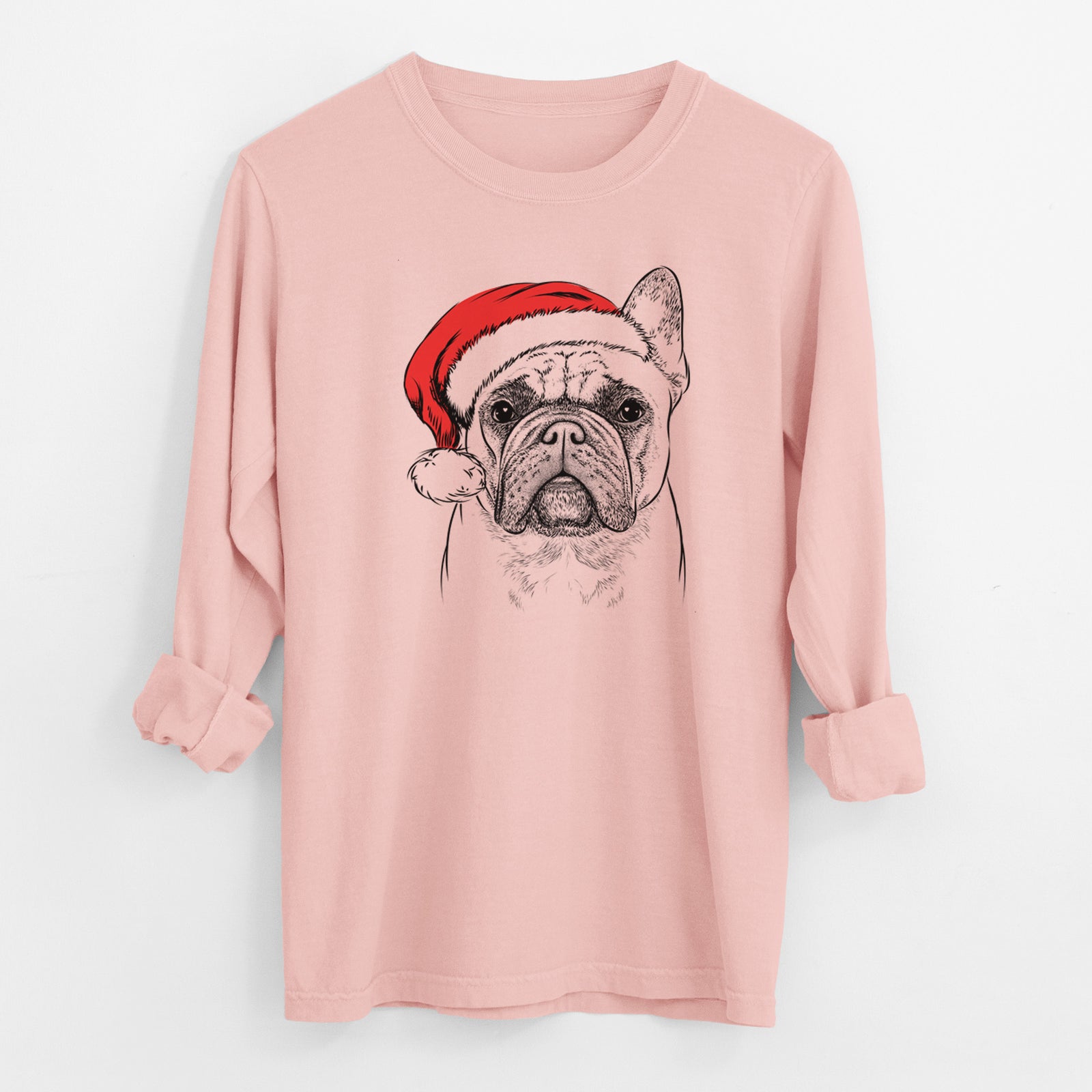 Santa Acelynn the French Bulldog - Men's Heavyweight 100% Cotton Long Sleeve