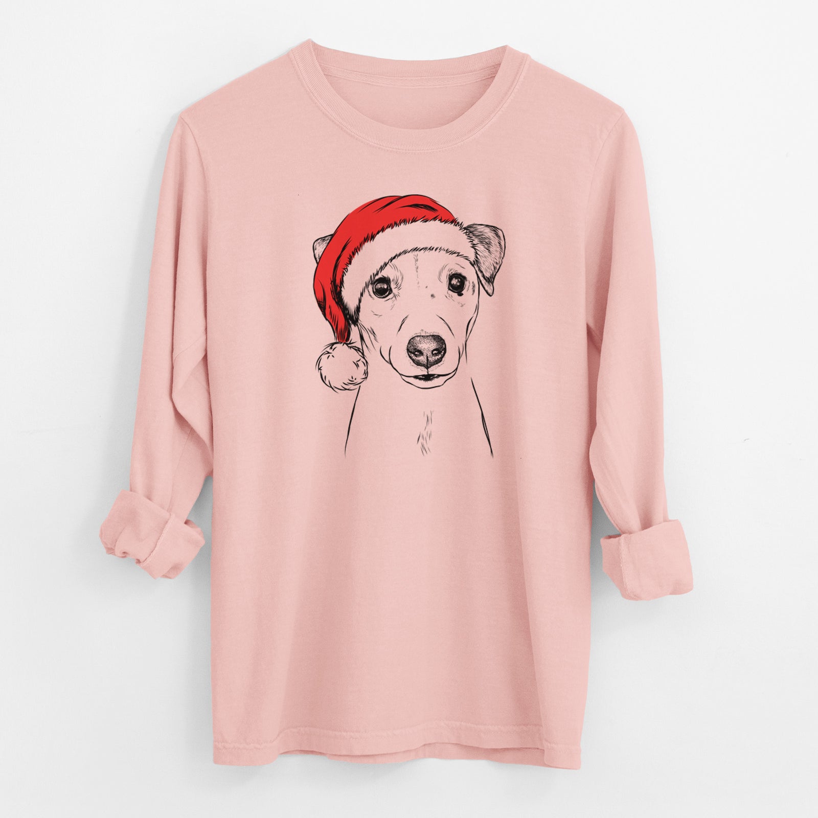 Santa Ally the Jack Russell Terrier - Men's Heavyweight 100% Cotton Long Sleeve