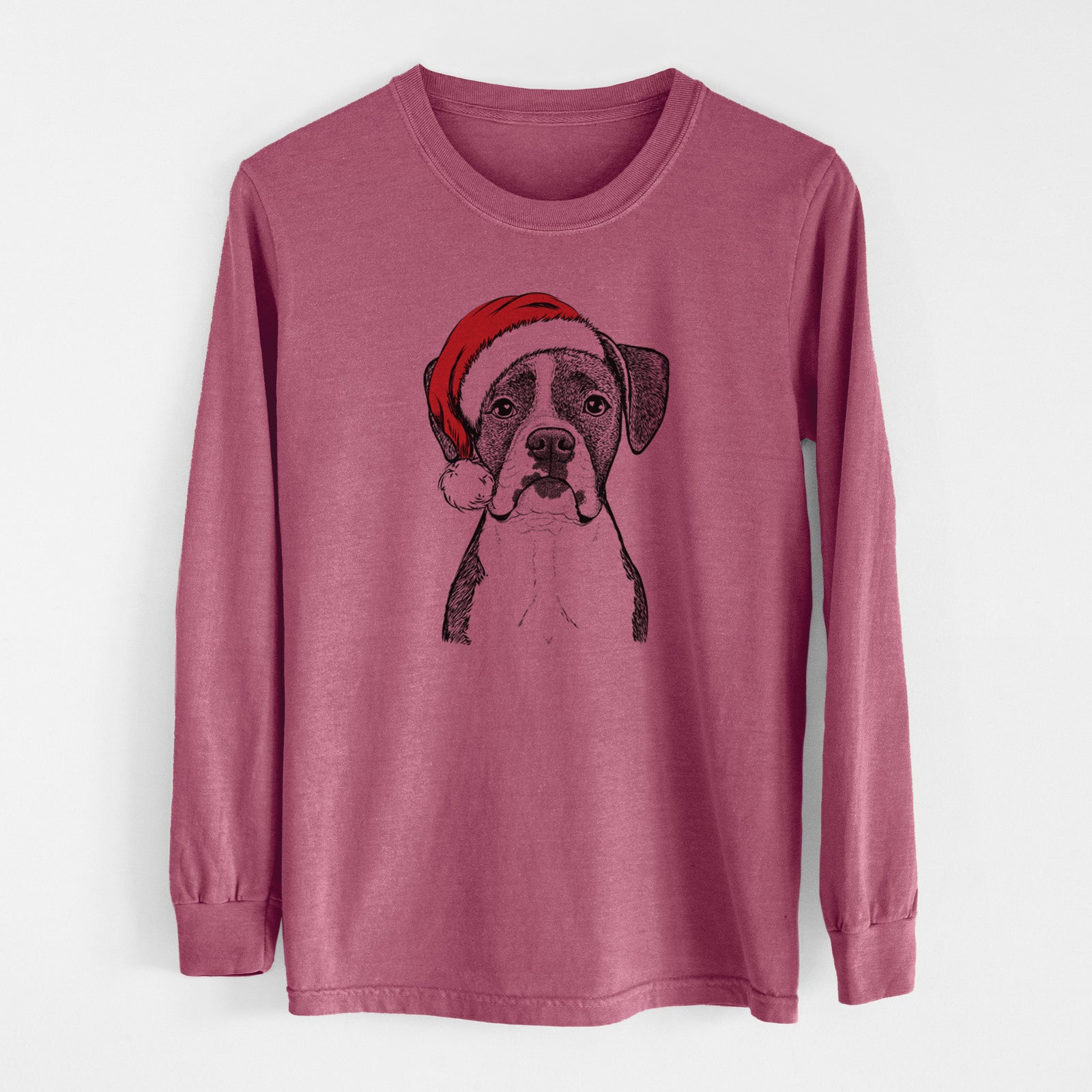Santa Annie the Boxer - Men's Heavyweight 100% Cotton Long Sleeve